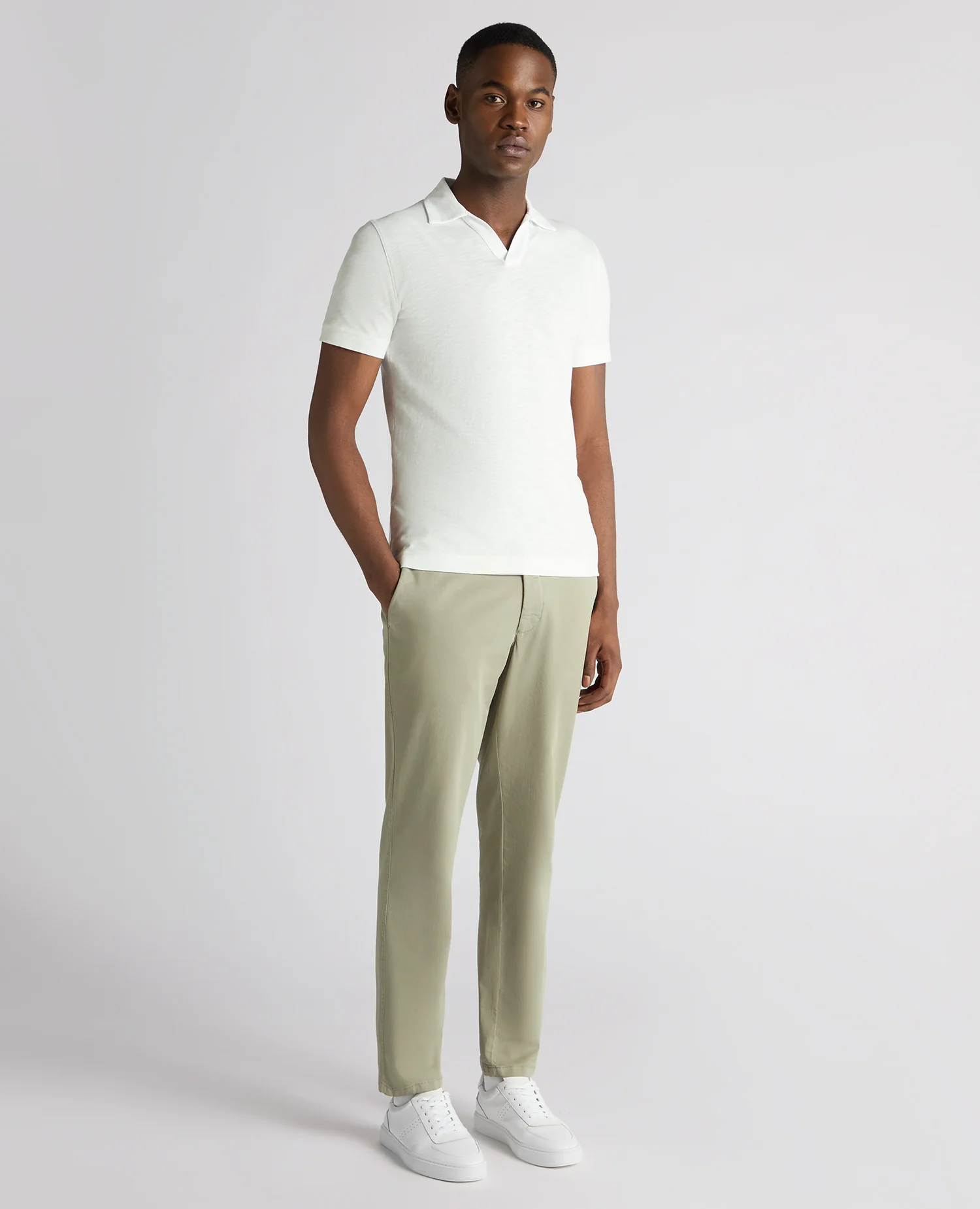 Tapered Fit Open Collar Cotton Polo - Image 2