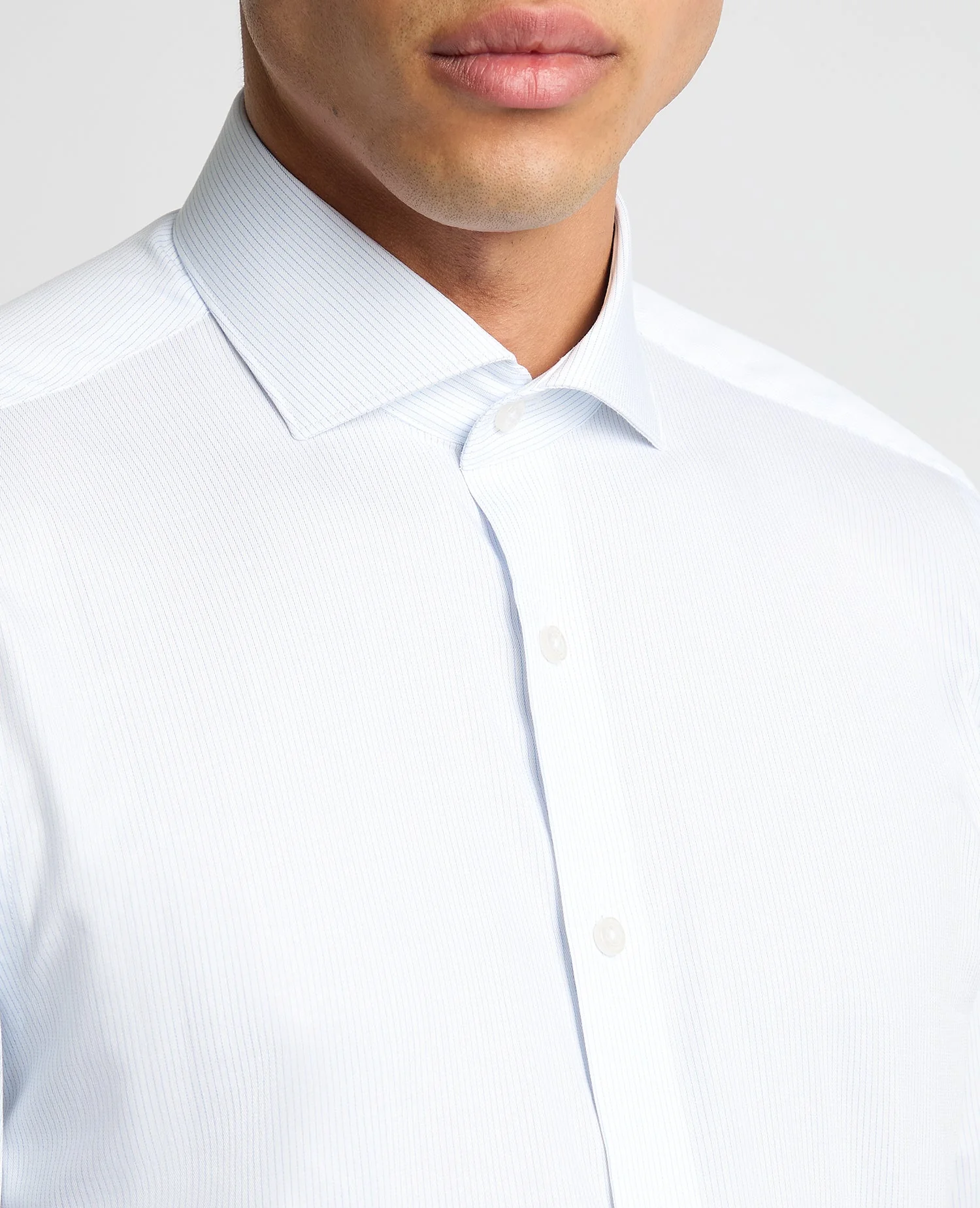 Tapered Fit Pinstripe Cotton Shirt - Image 4