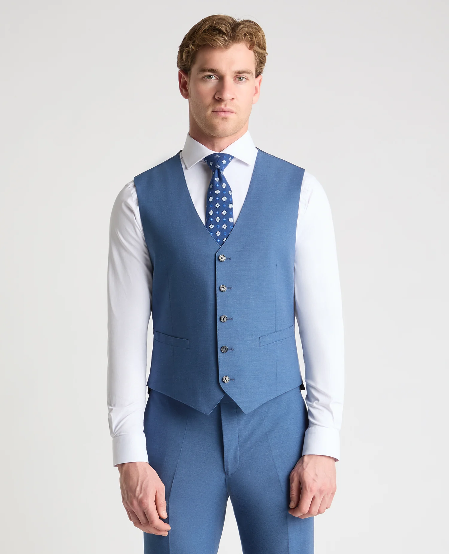 Tapered fit polyviscose stretch waistcoat