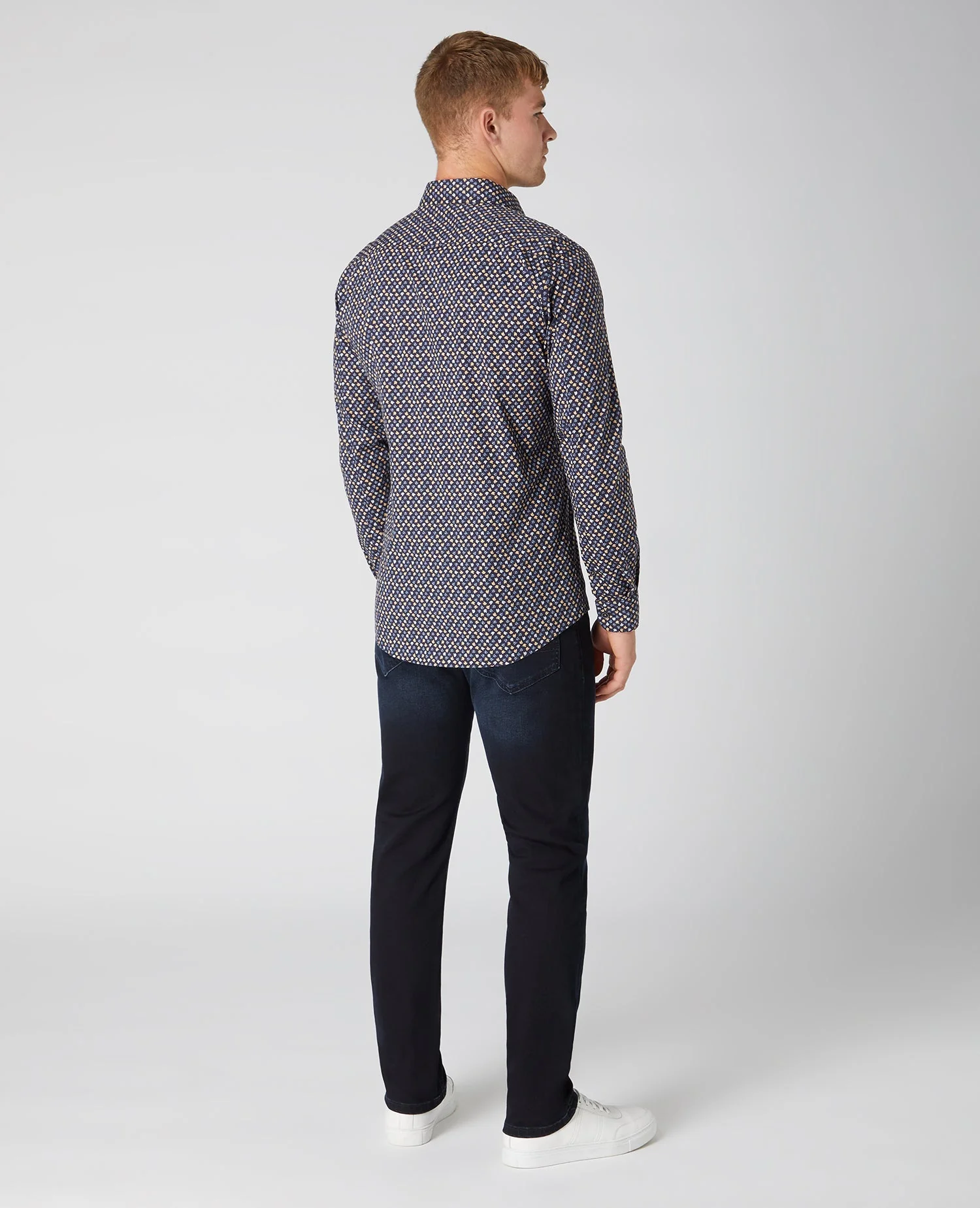 Tapered Fit Print Cotton Stretch Shirt - Image 3
