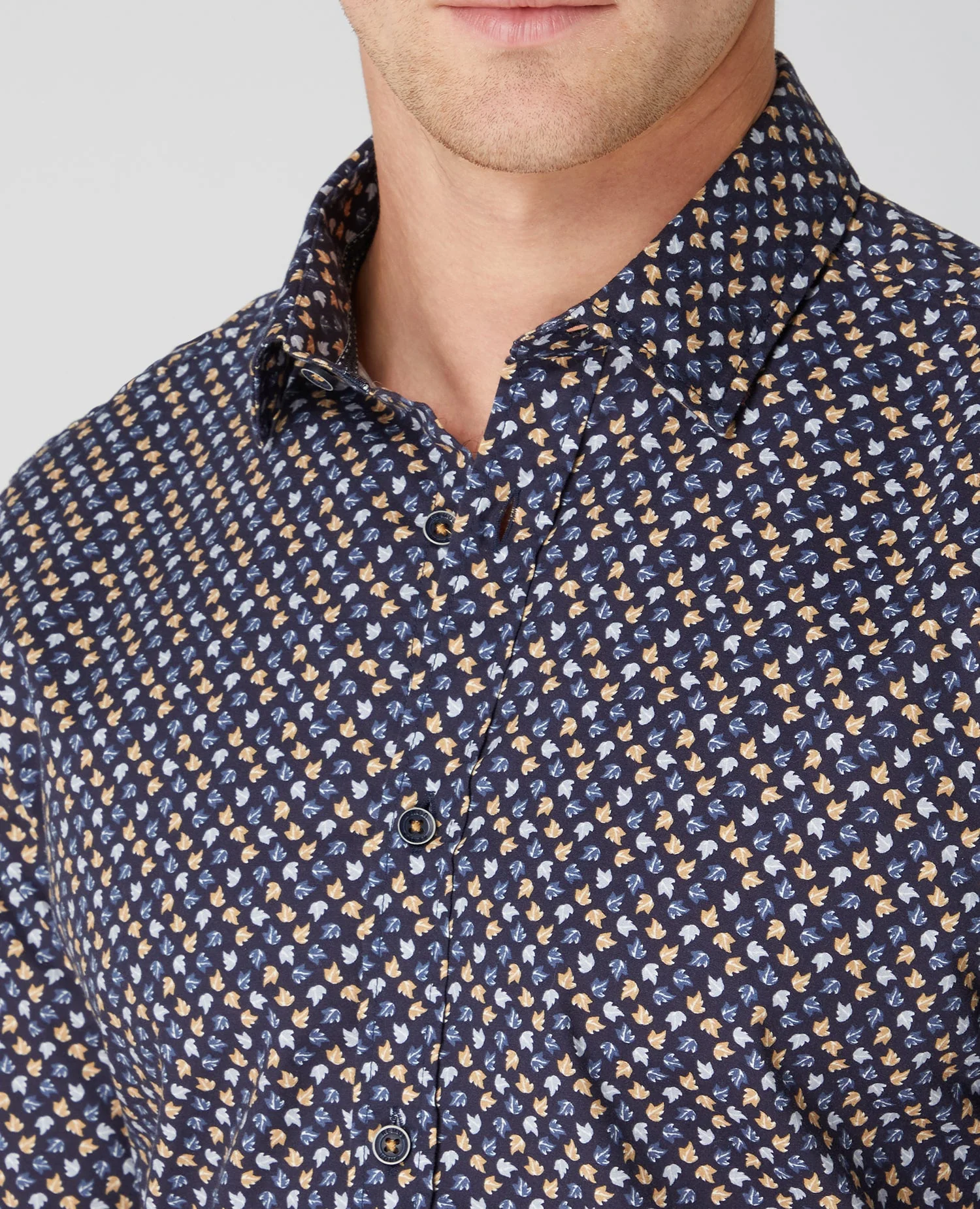 Tapered Fit Print Cotton Stretch Shirt - Image 4