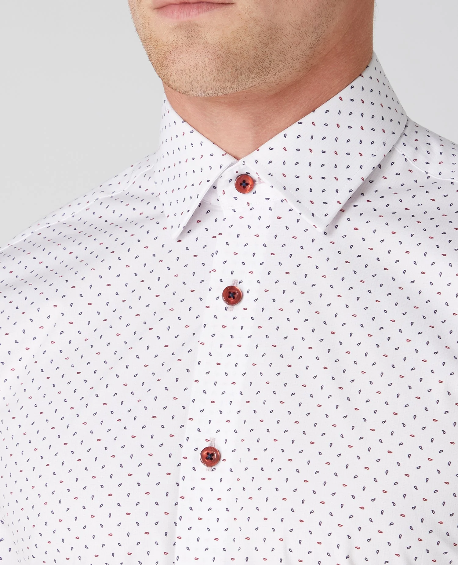 Tapered Fit Print Cotton-Blend Stretch Shirt - Image 4