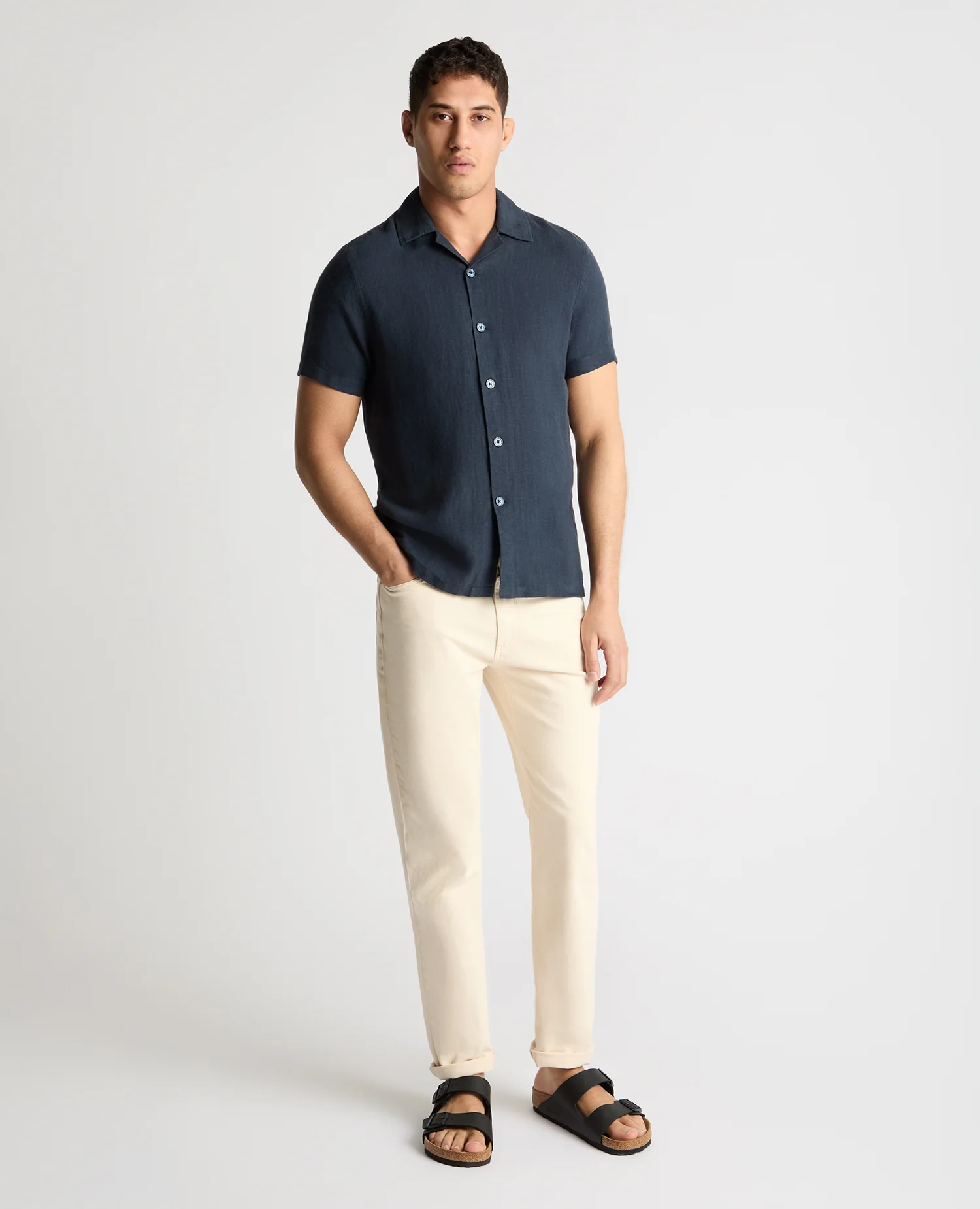 Tapered Fit Short Sleeve Linen Shirt - Image 2