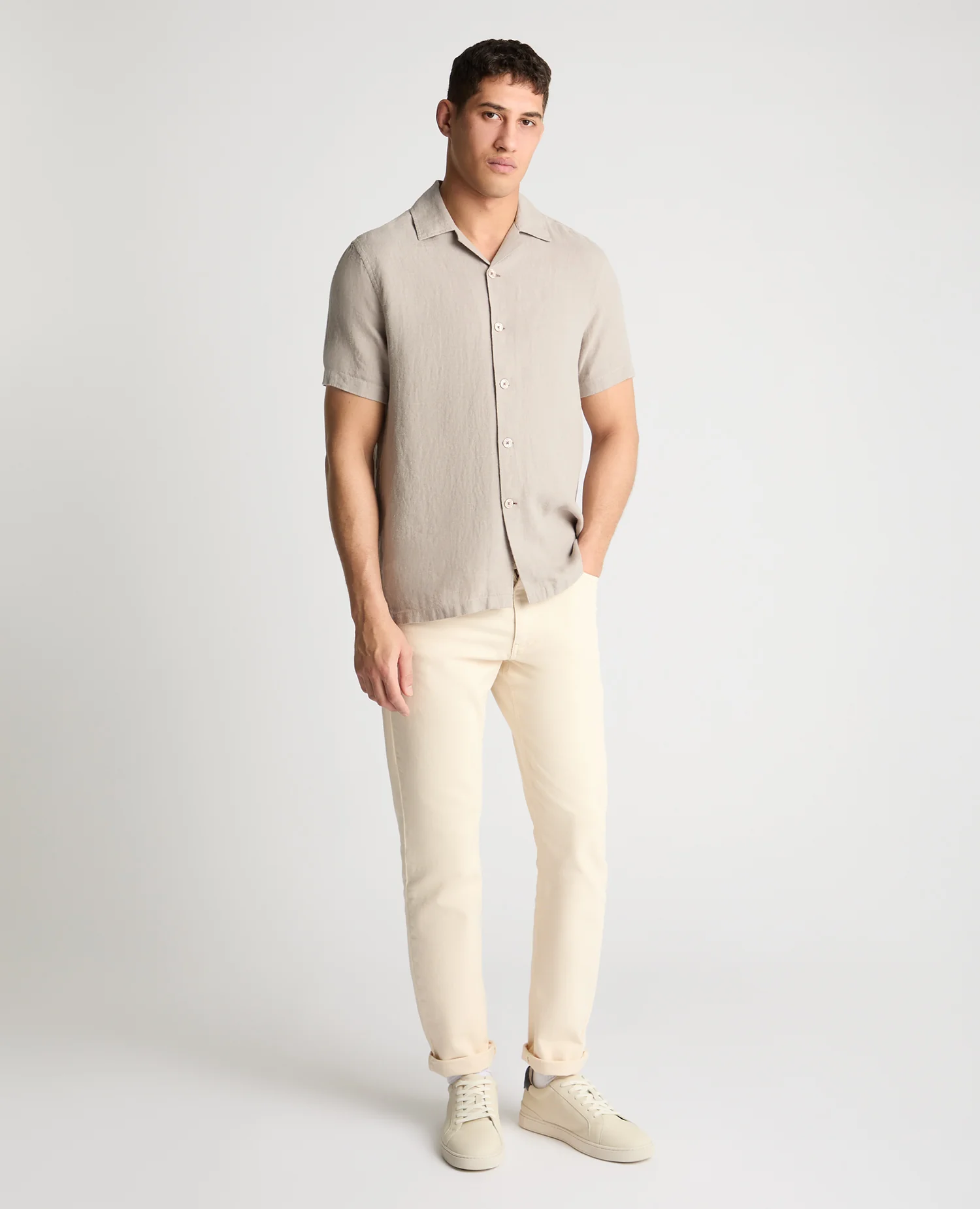 Tapered Fit Short Sleeve Linen Shirt - Image 2