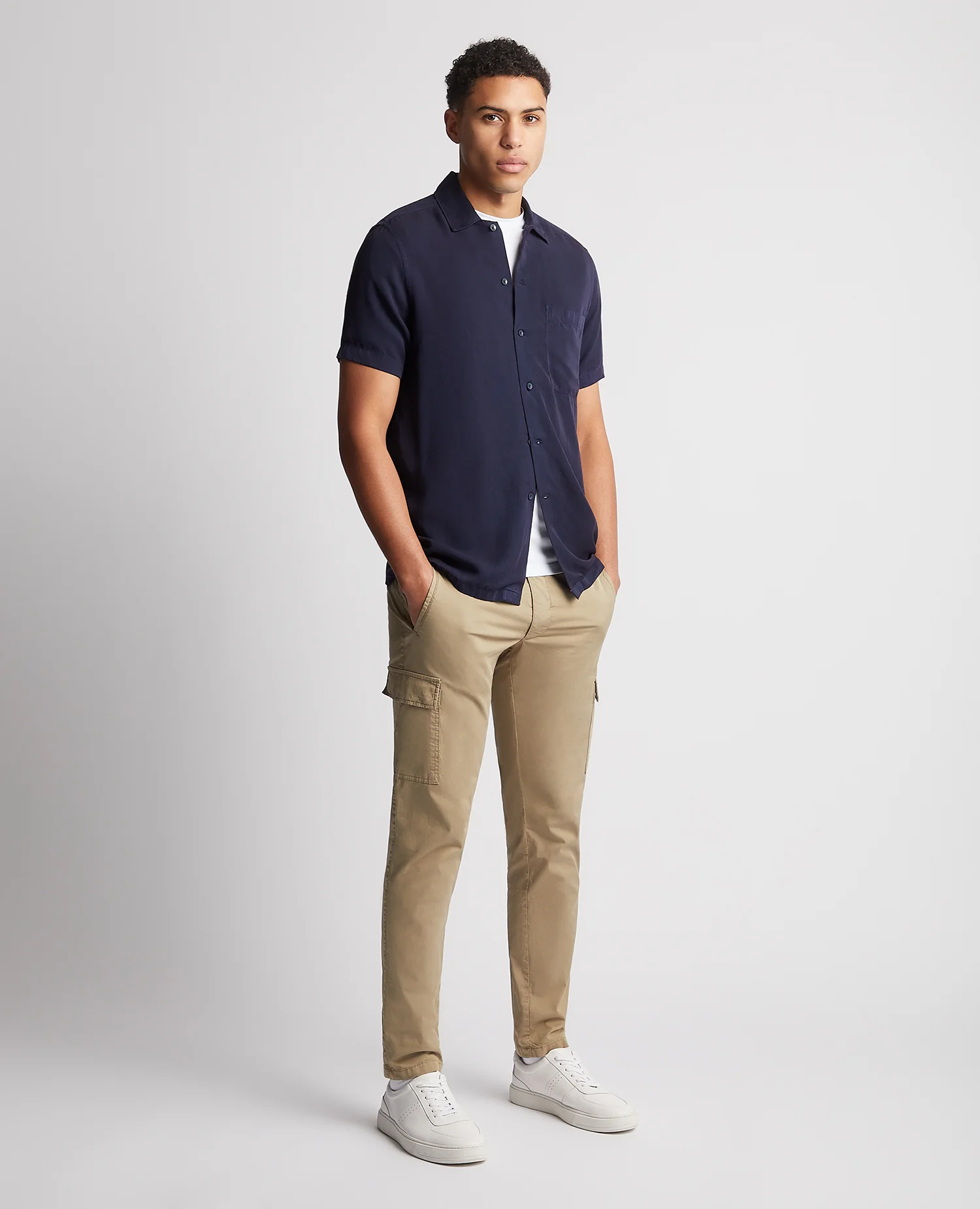 Tapered Fit Short Sleeve Tencel Shirt - Image 2