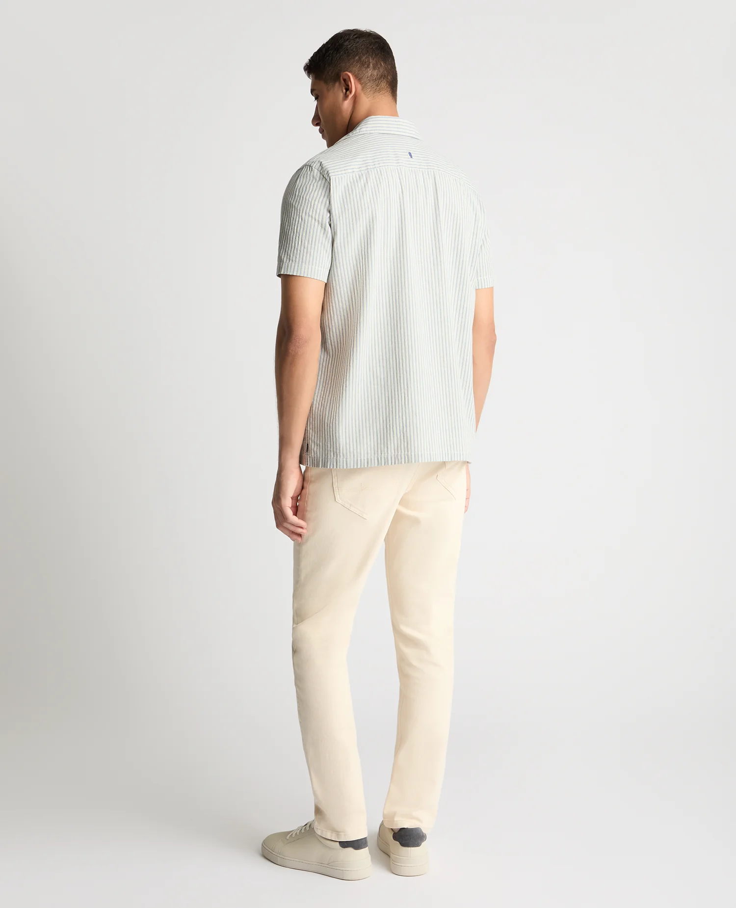 Tapered Fit Stripe Cotton Blend Shirt - Image 3