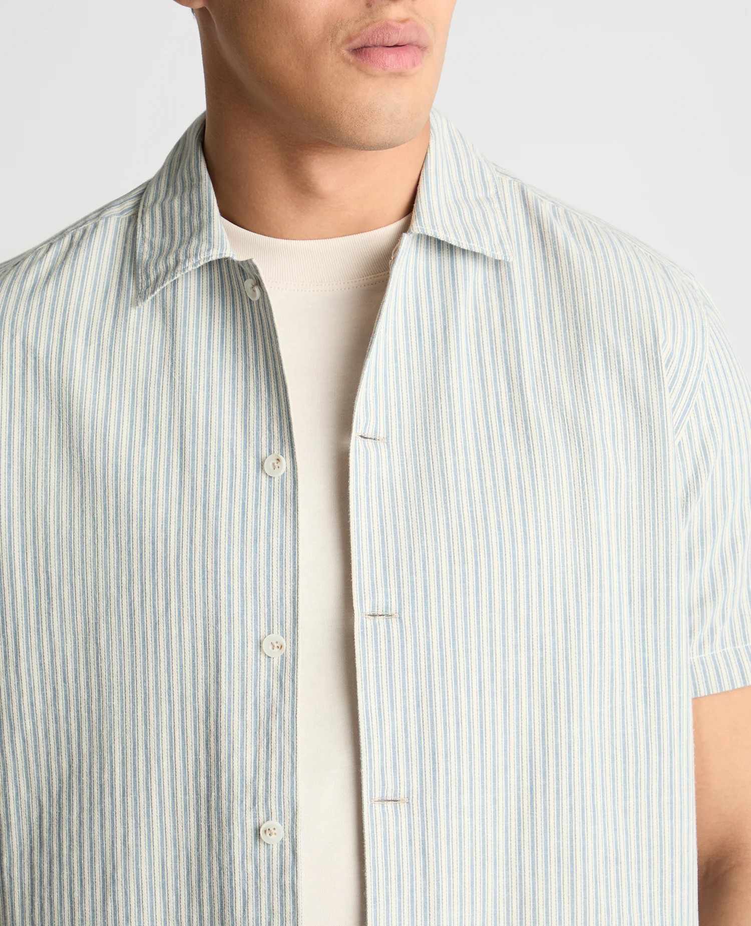 Tapered Fit Stripe Cotton Blend Shirt - Image 5