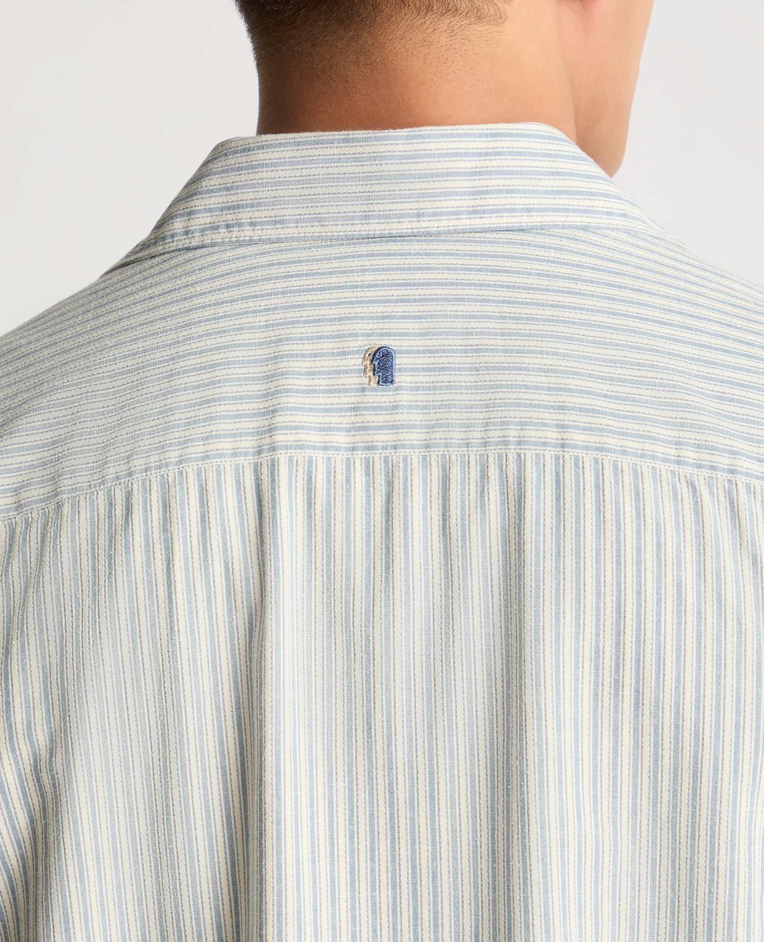 Tapered Fit Stripe Cotton Blend Shirt - Image 6