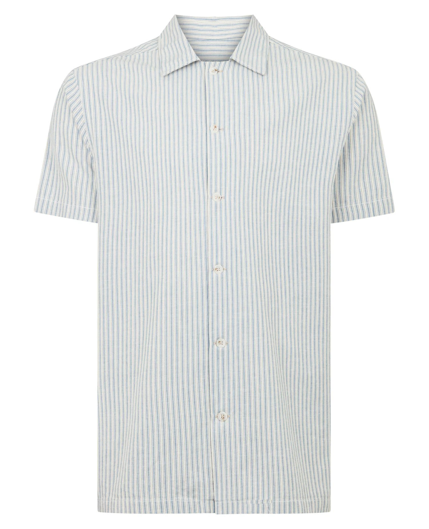Tapered Fit Stripe Cotton Blend Shirt - Image 7