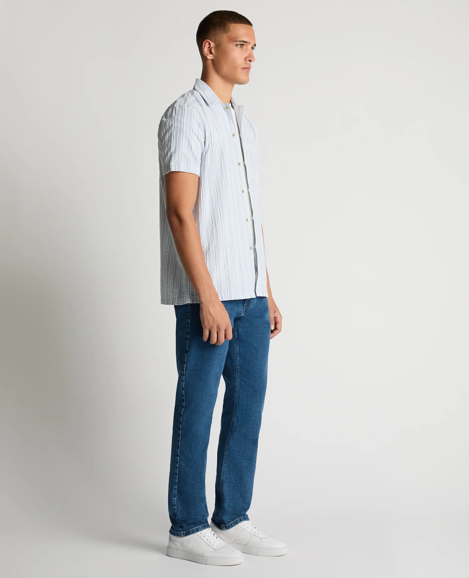 Tapered Fit Striped Seersucker Shirt - Image 4