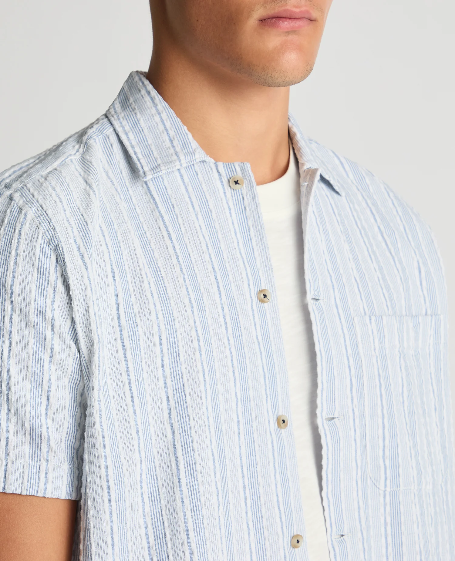 Tapered Fit Striped Seersucker Shirt - Image 5