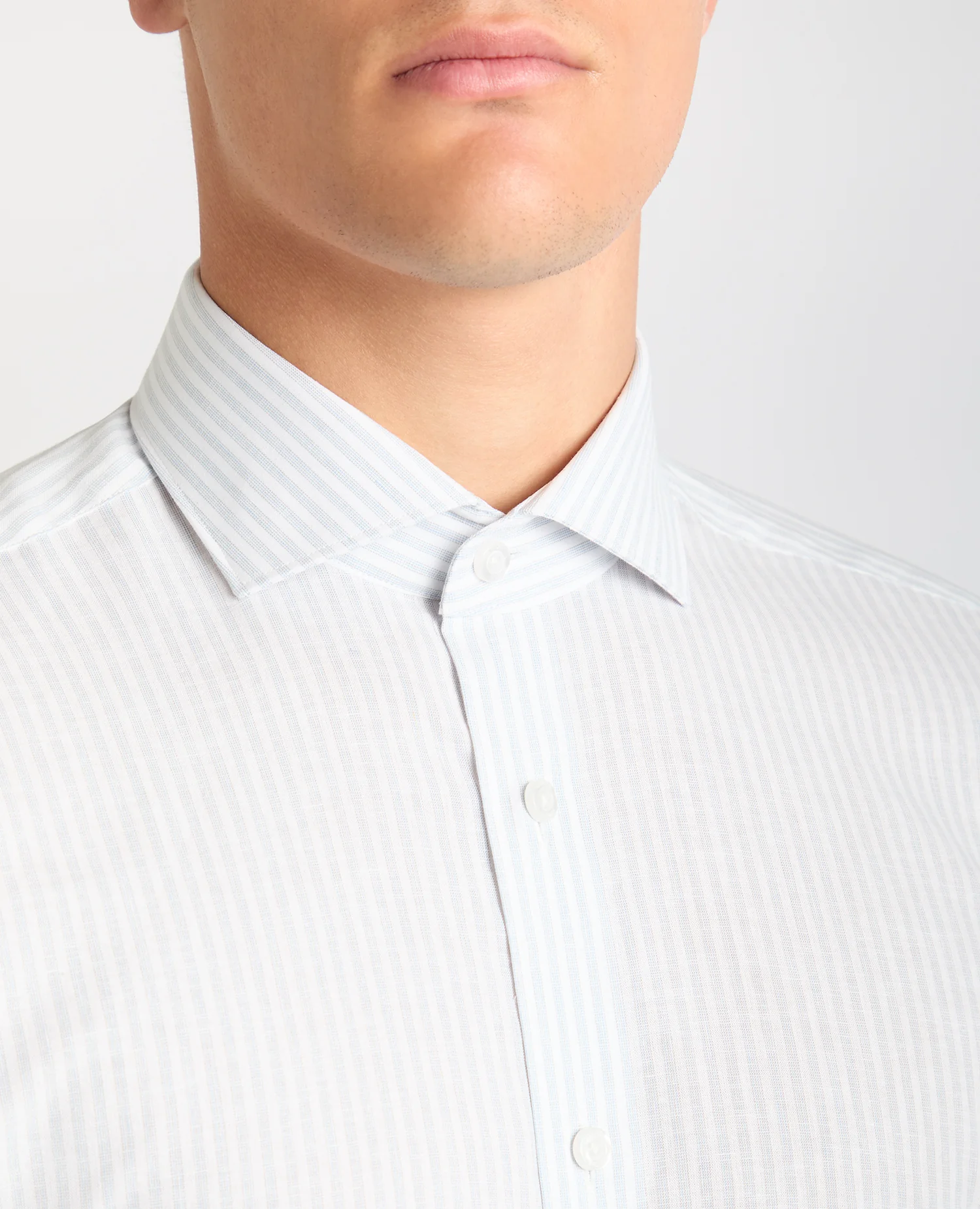 Tapered Fit Cotton-Linen Stripe Shirt - Image 4