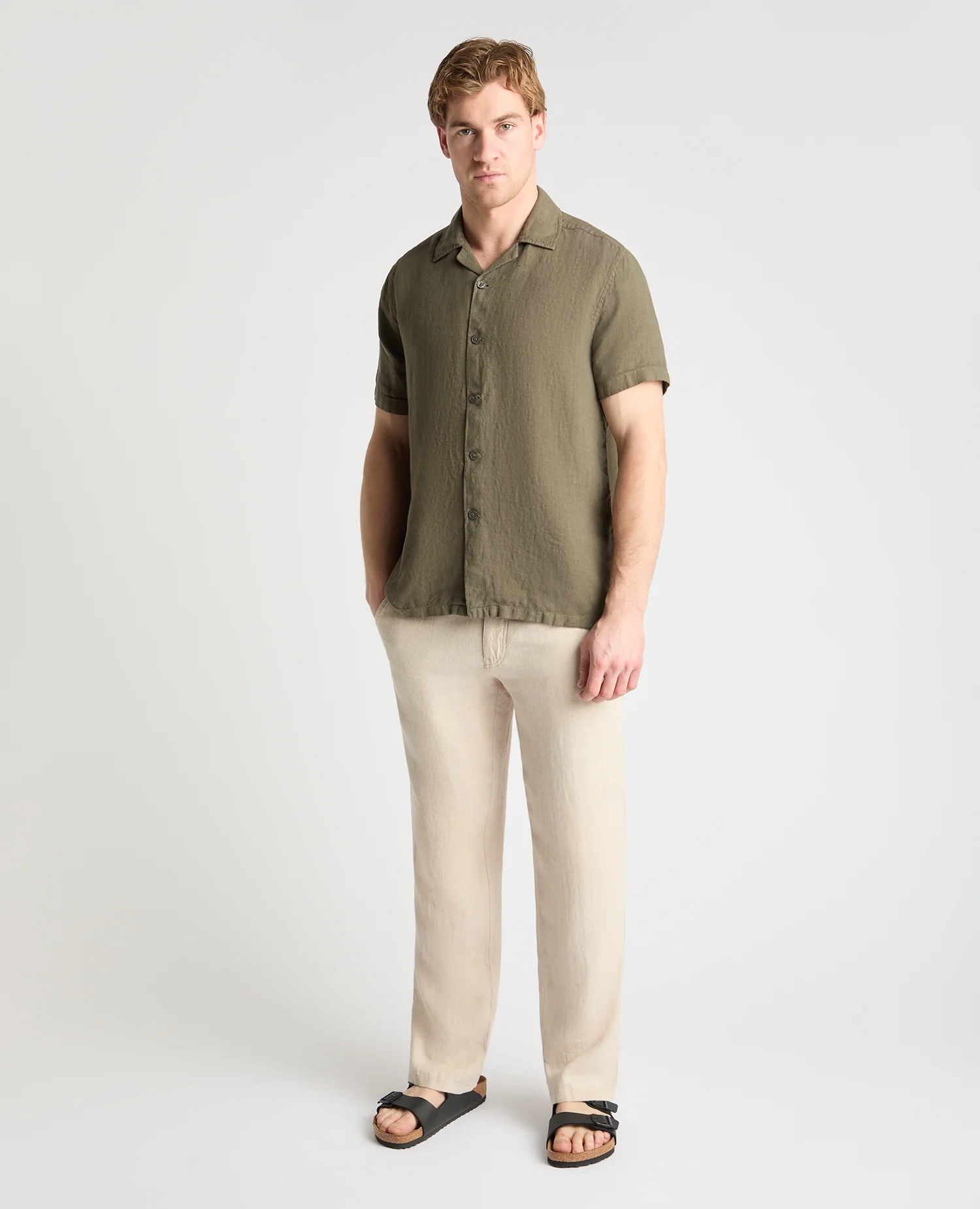 Tapered Fit Short Sleeve Linen Shirt - Image 2