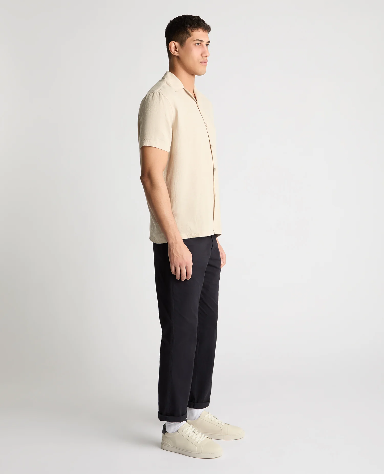 Tapered Fit Short Sleeve Linen Shirt - Image 4