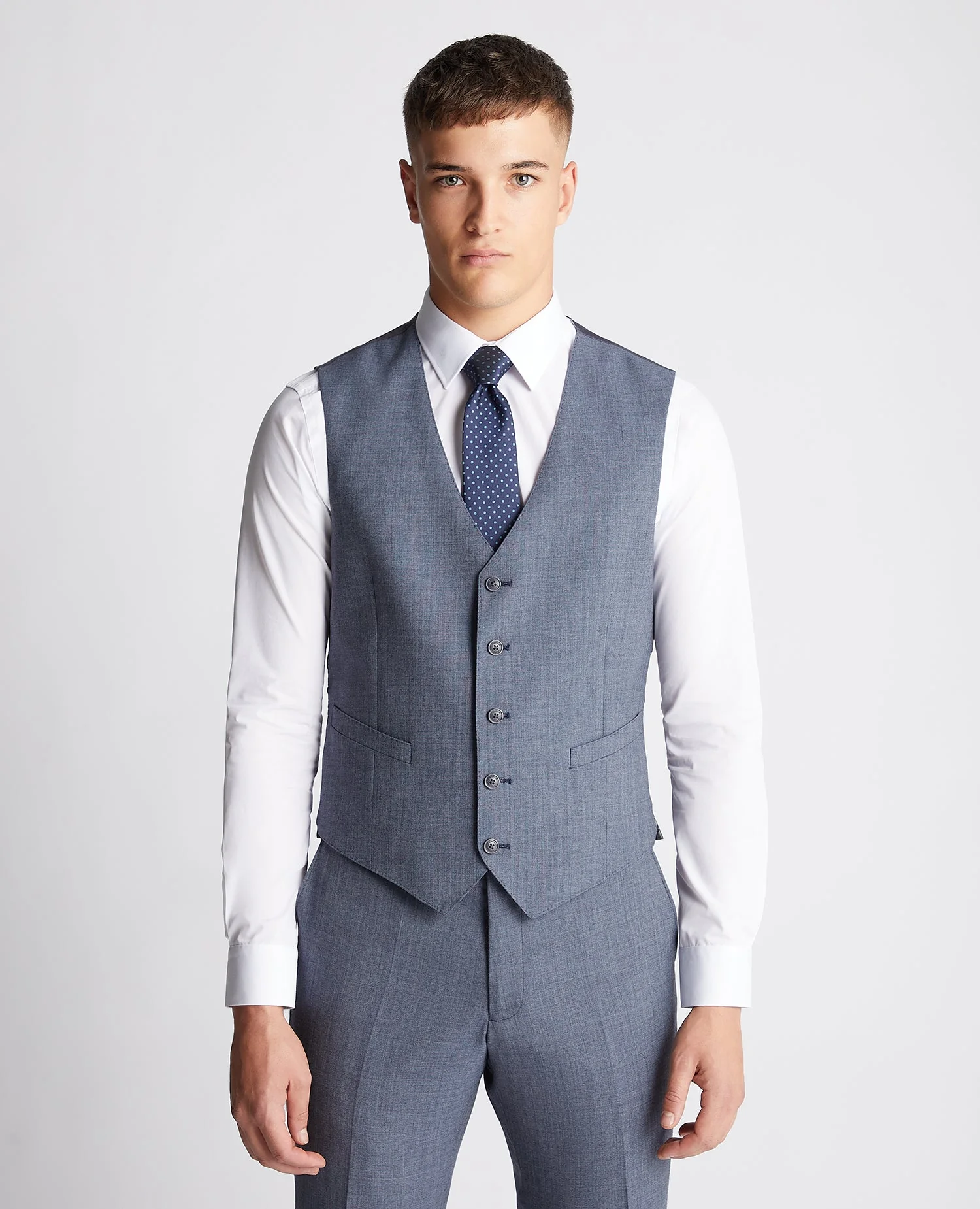 Tapered fit wool blend mix and match suit waistcoat