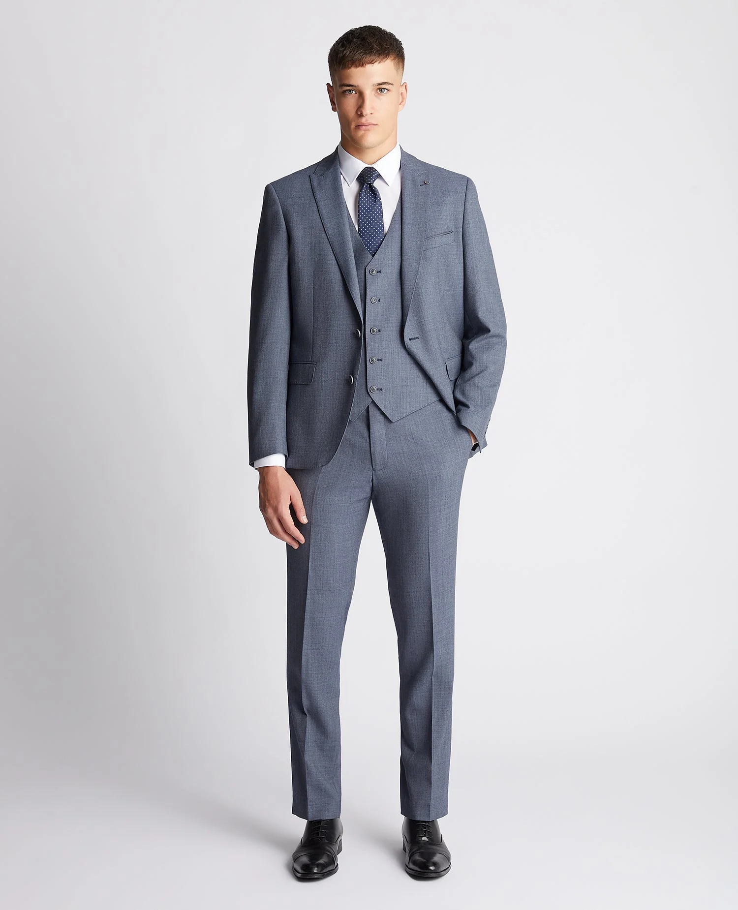 Tapered fit wool blend mix and match suit waistcoat - Image 2