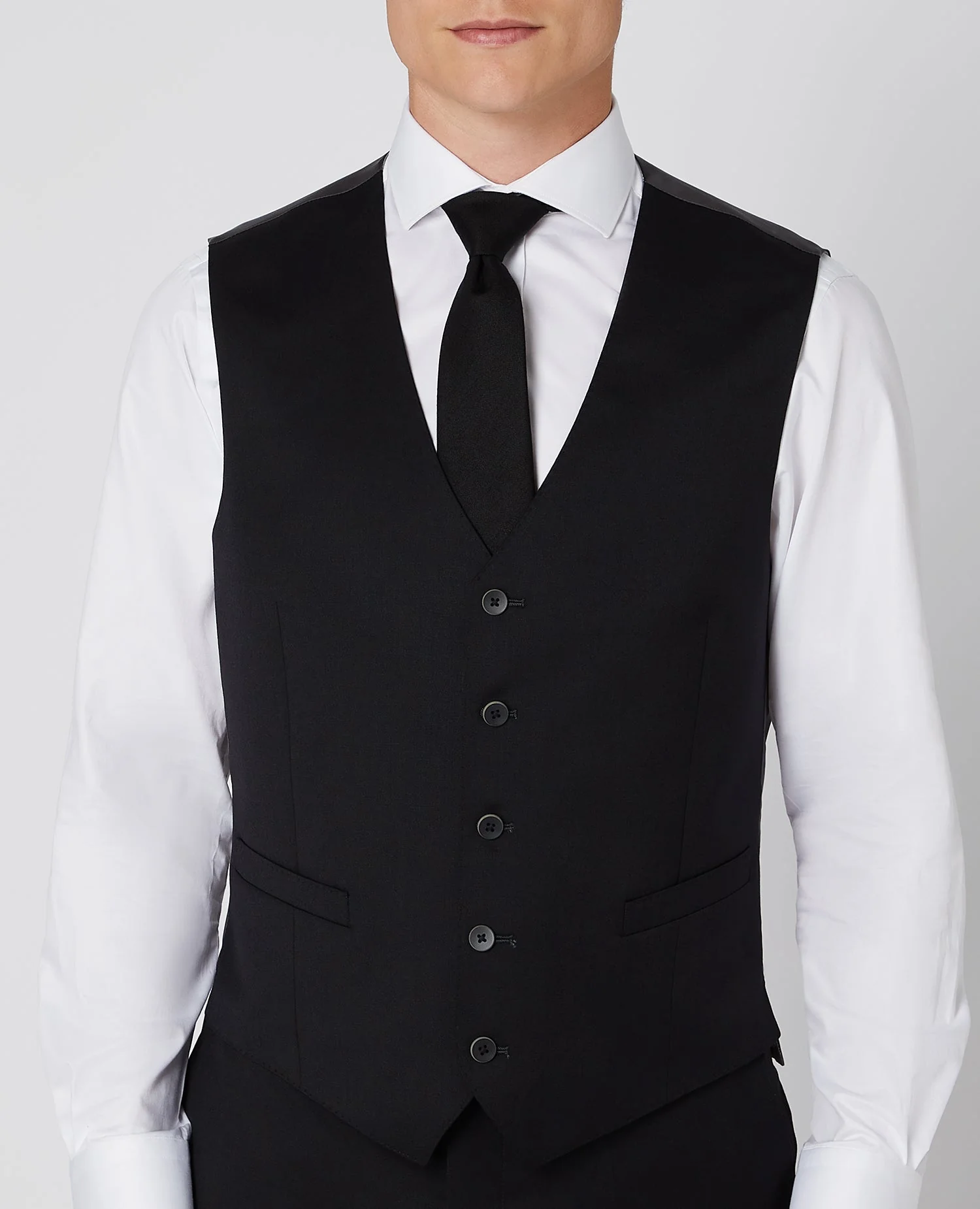 Tapered Fit Wool-Blend Stretch Mix and Match Suit Waistcoat - Image 5