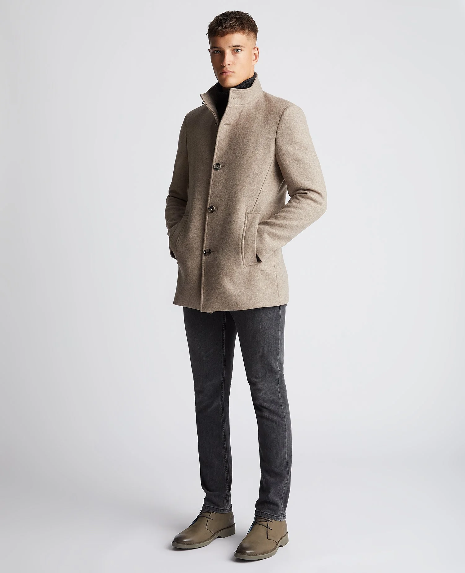 Tapered Fit Wool-Blend Tailored Coat - Image 3