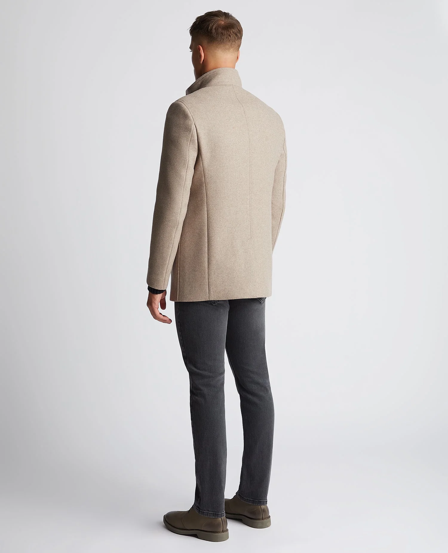 Tapered Fit Wool-Blend Tailored Coat - Image 4