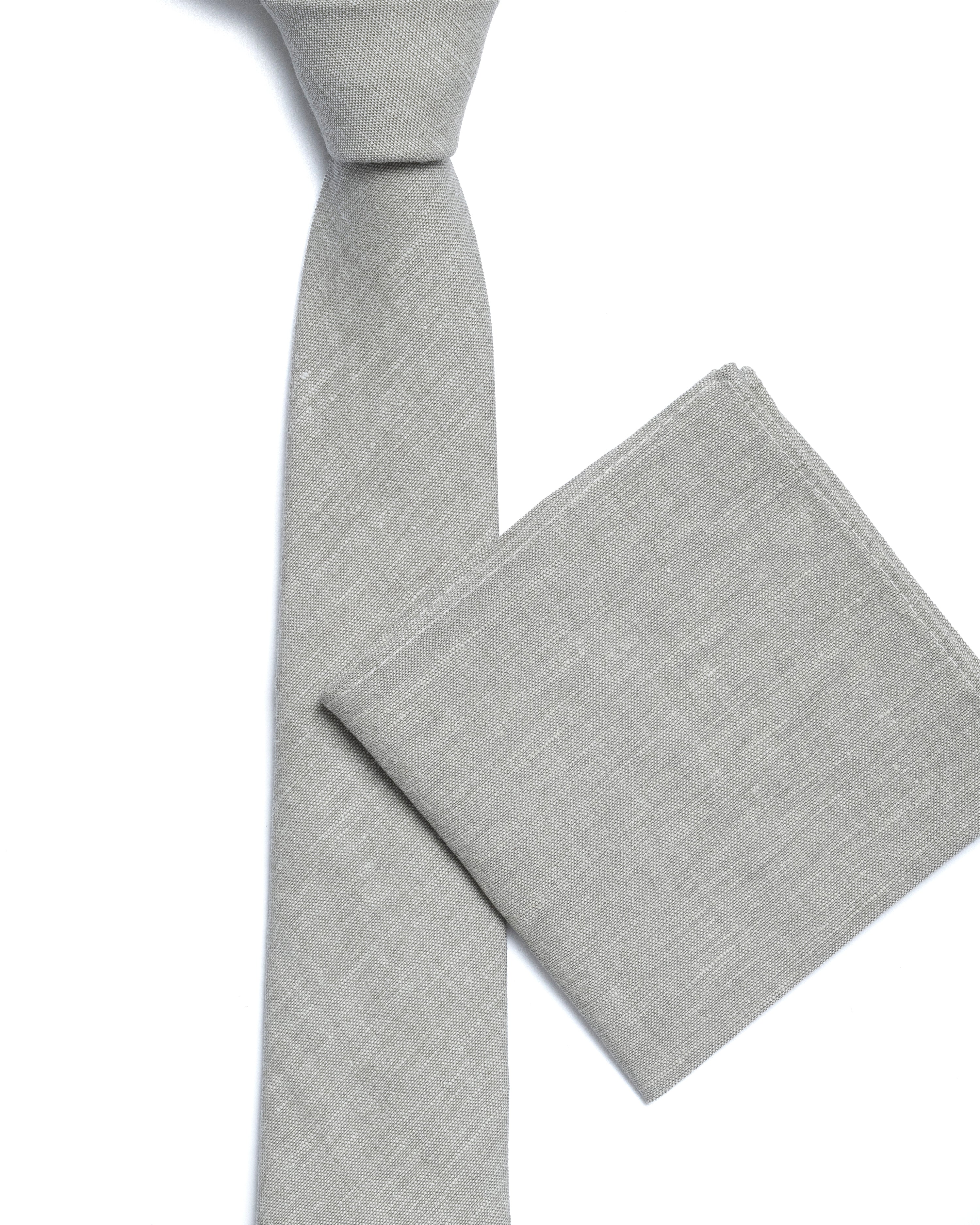 Green Plain Linen Blend Tie - Image 3