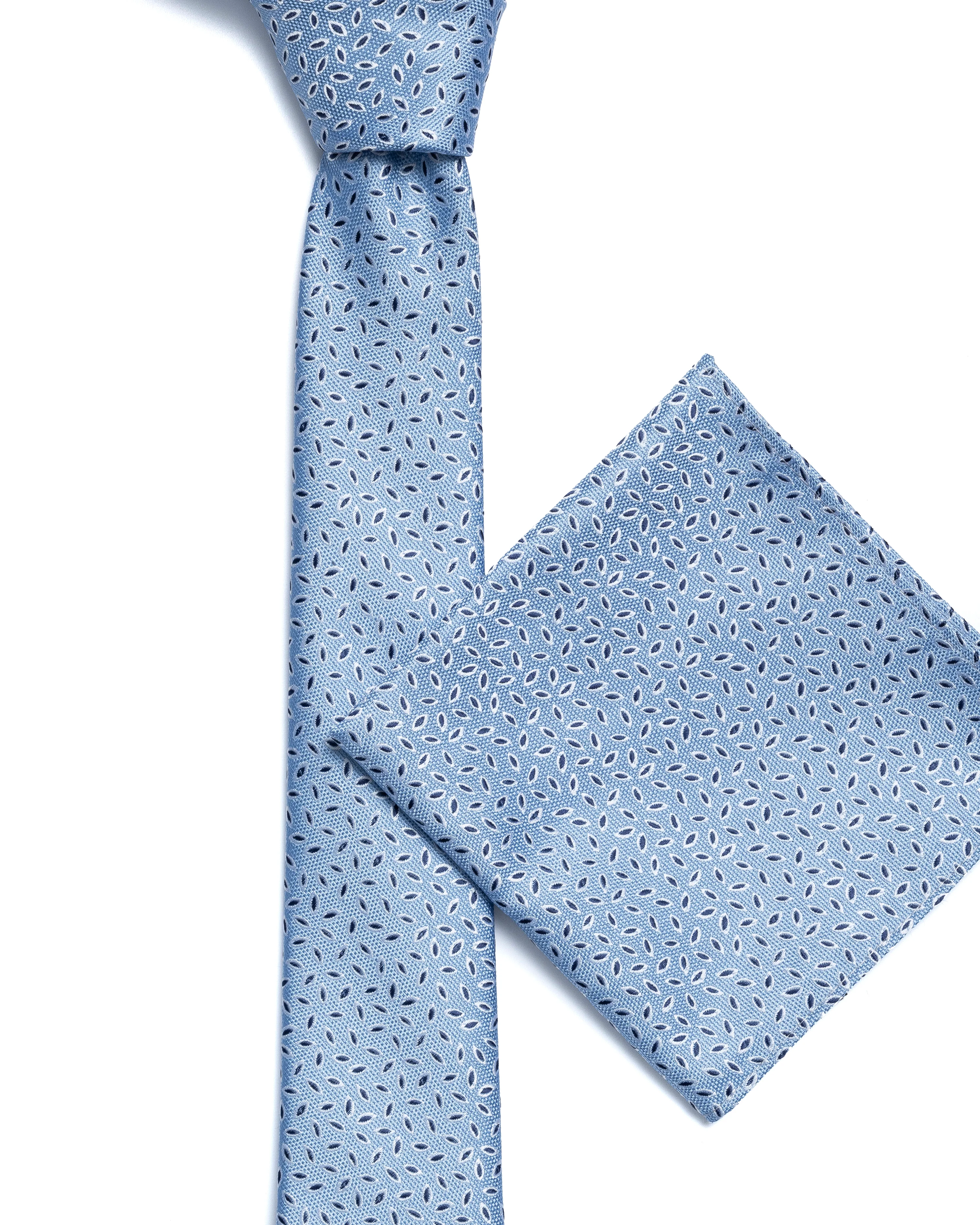Blue Leaf Print Floral Tie - Image 3