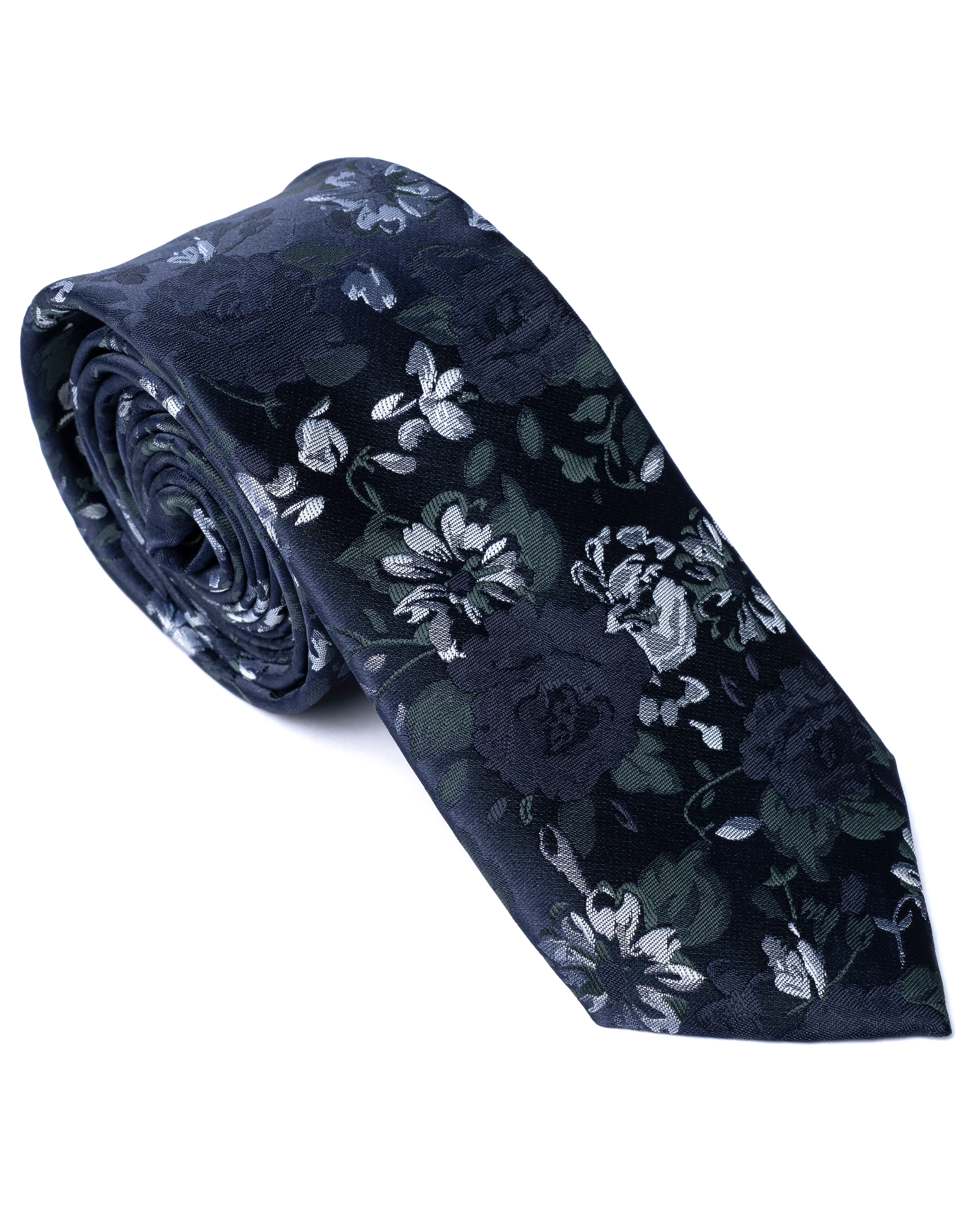 Green Floral Foliage Print Tie