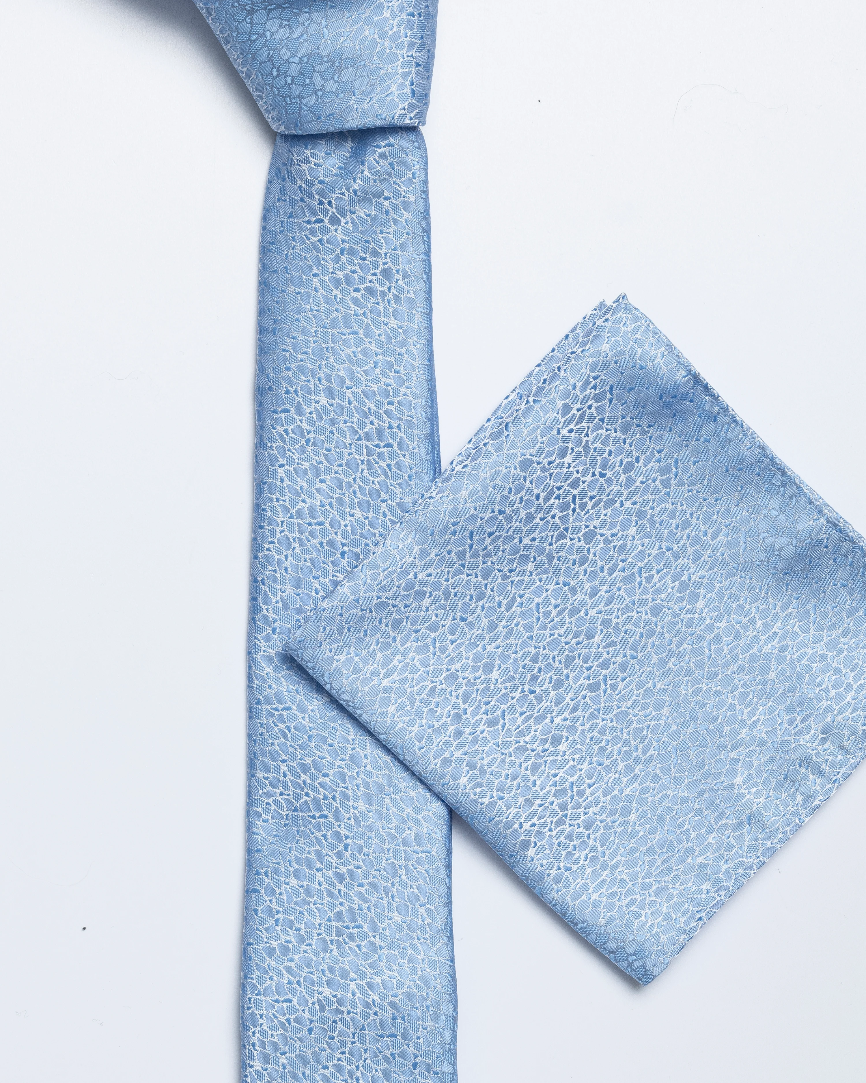 Blue Micro Pattern Print Tie - Image 3