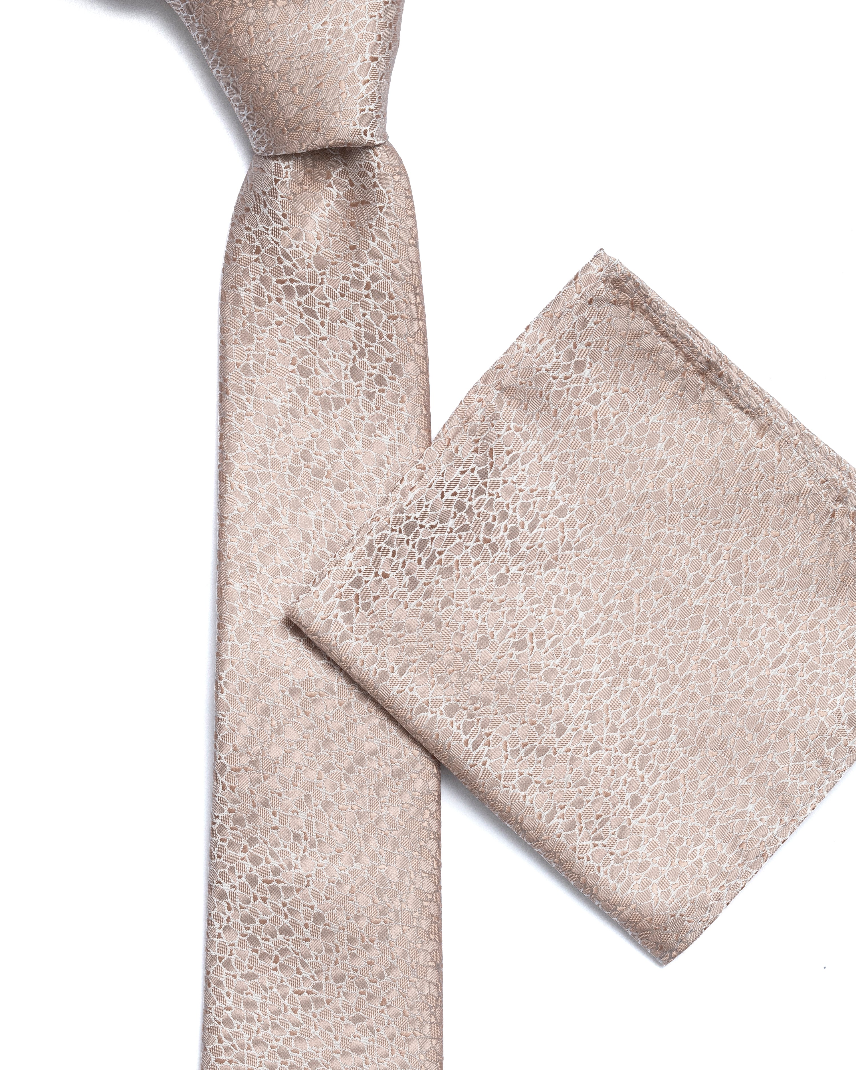 Brown Micro Pattern Print Tie - Image 3