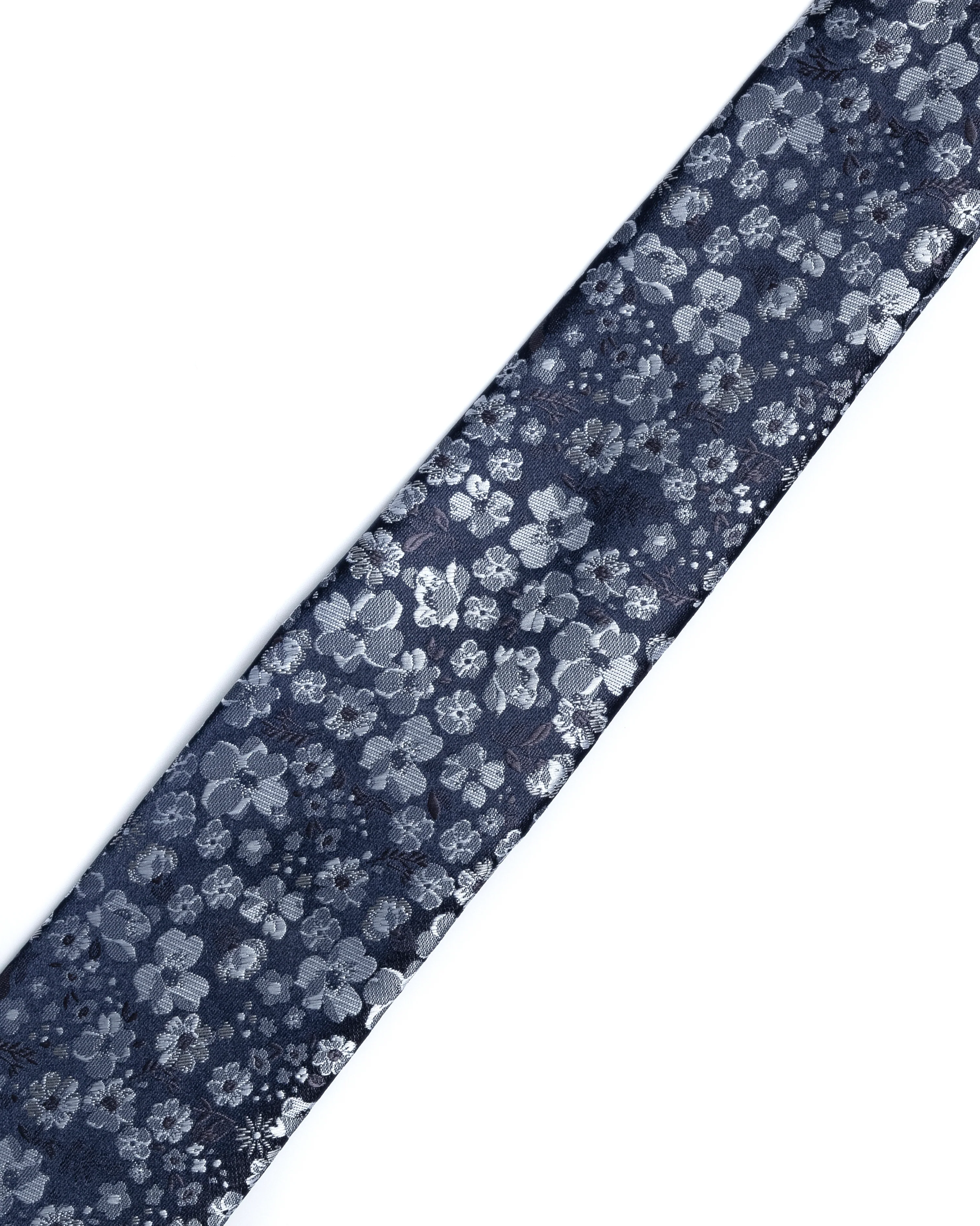 Navy Floral Print Tie - Image 2