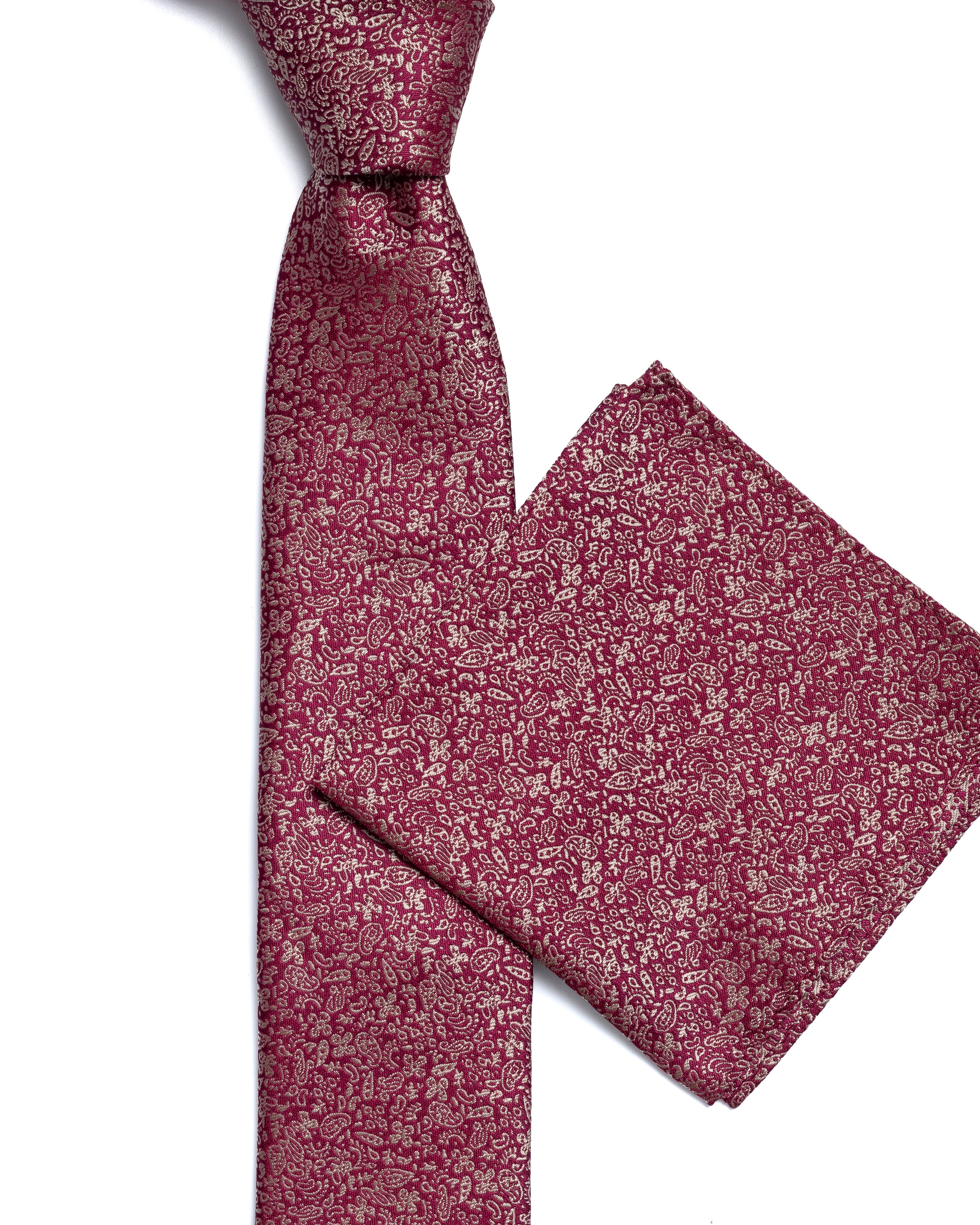 Dark Red Micro Pattern Print Tie - Image 3