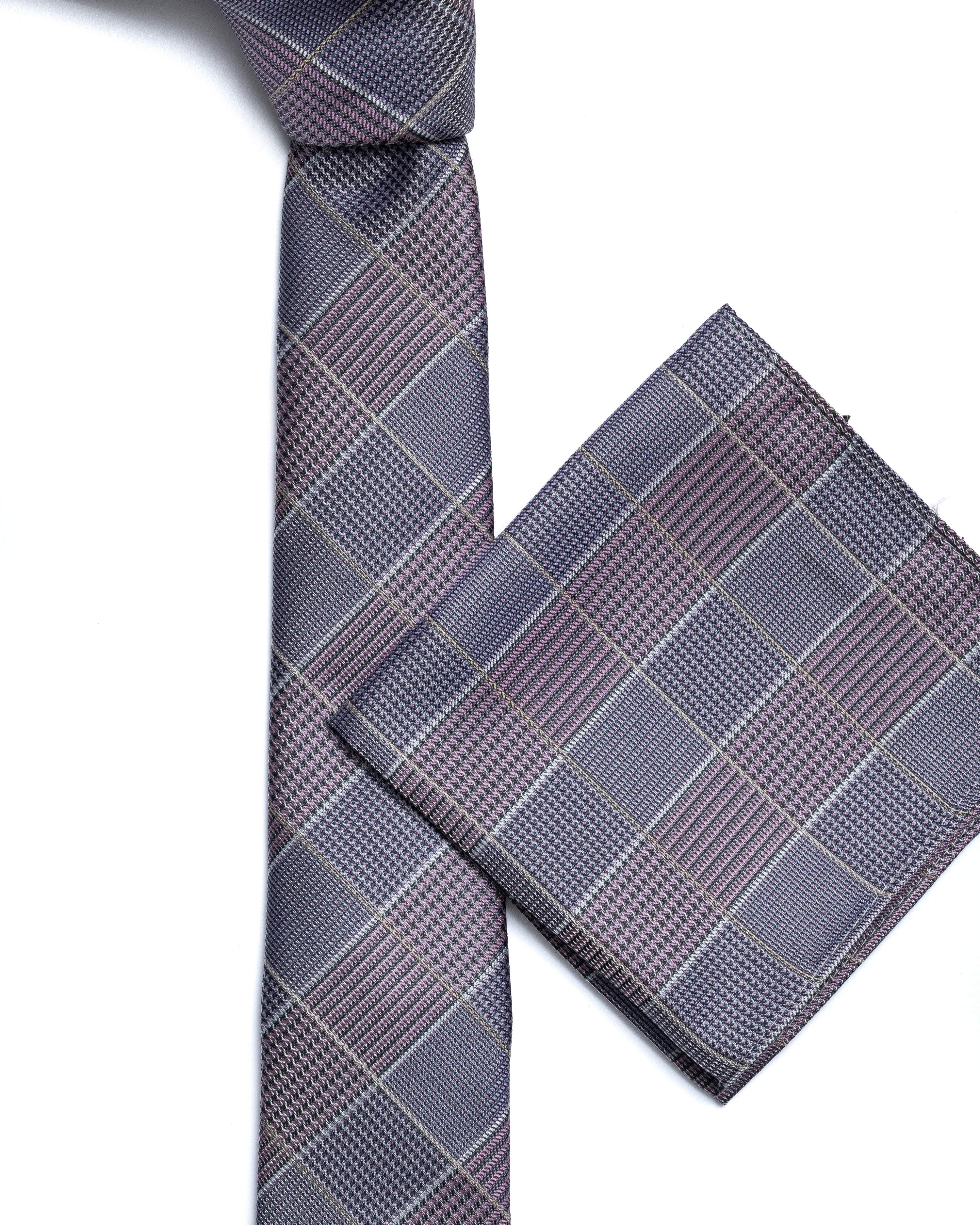 Burgundy Woven Check Tie - Image 3
