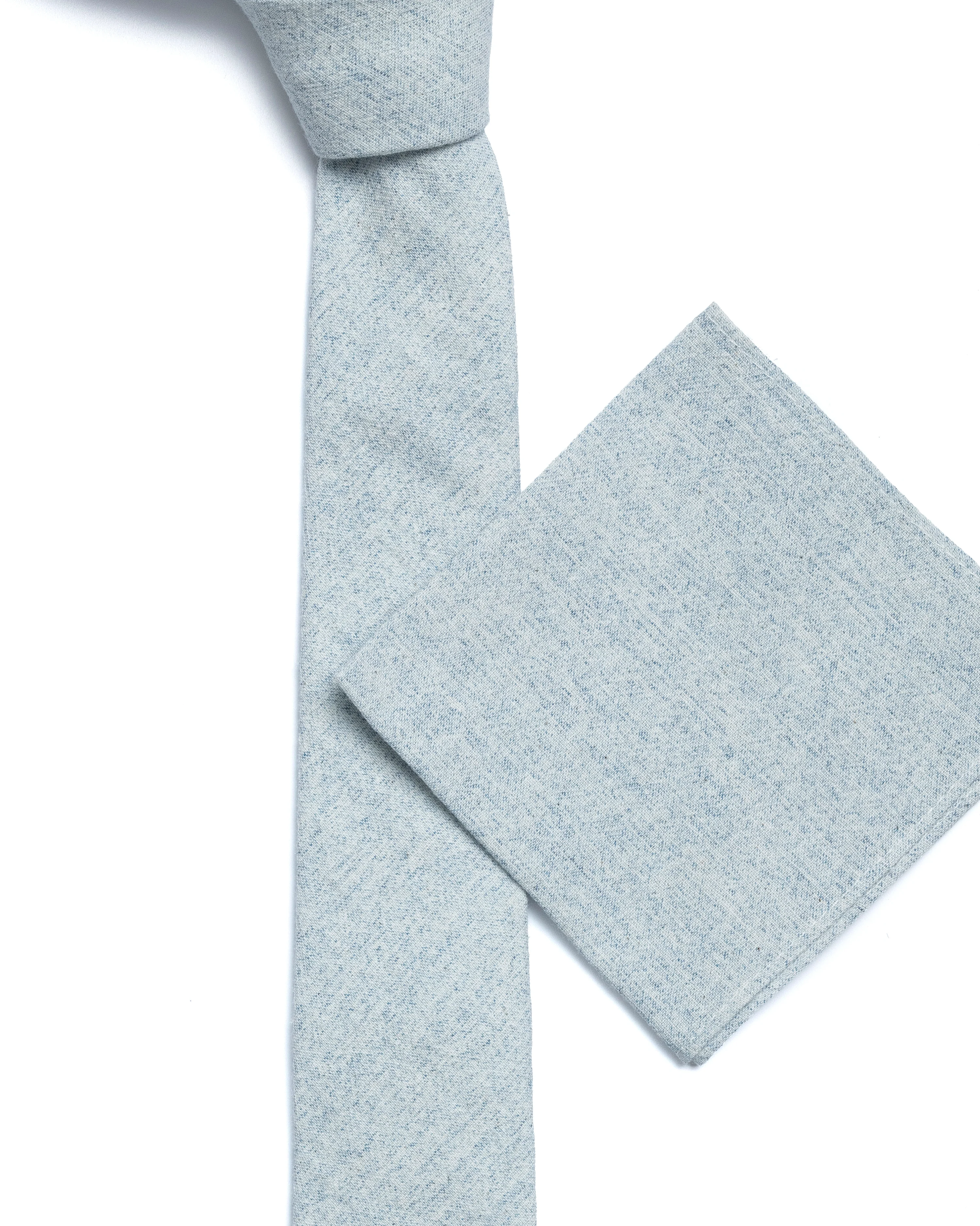 Blue Plain Cotton-Linen Tie - Image 3
