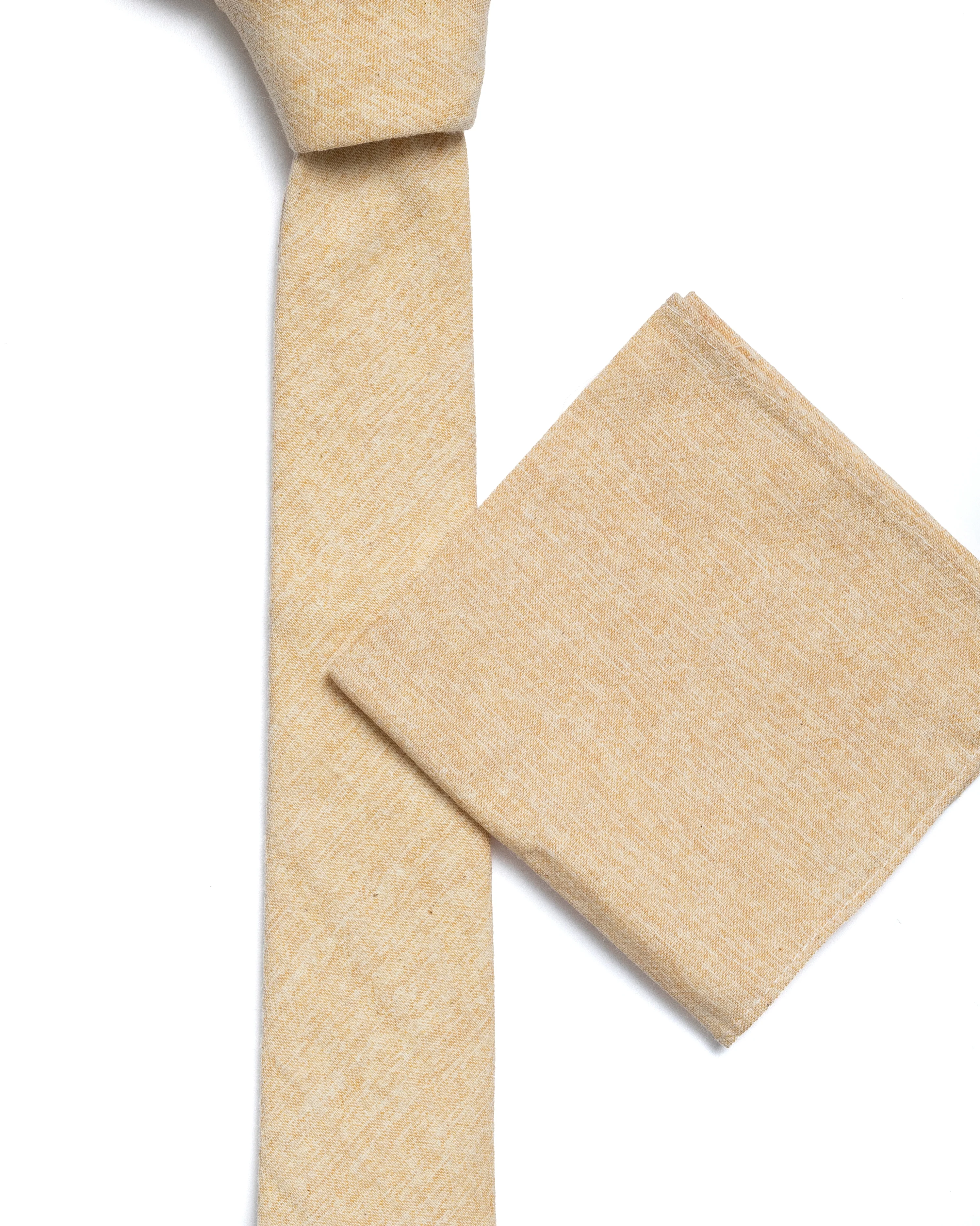 Gold Plain Cotton-Linen Tie - Image 3