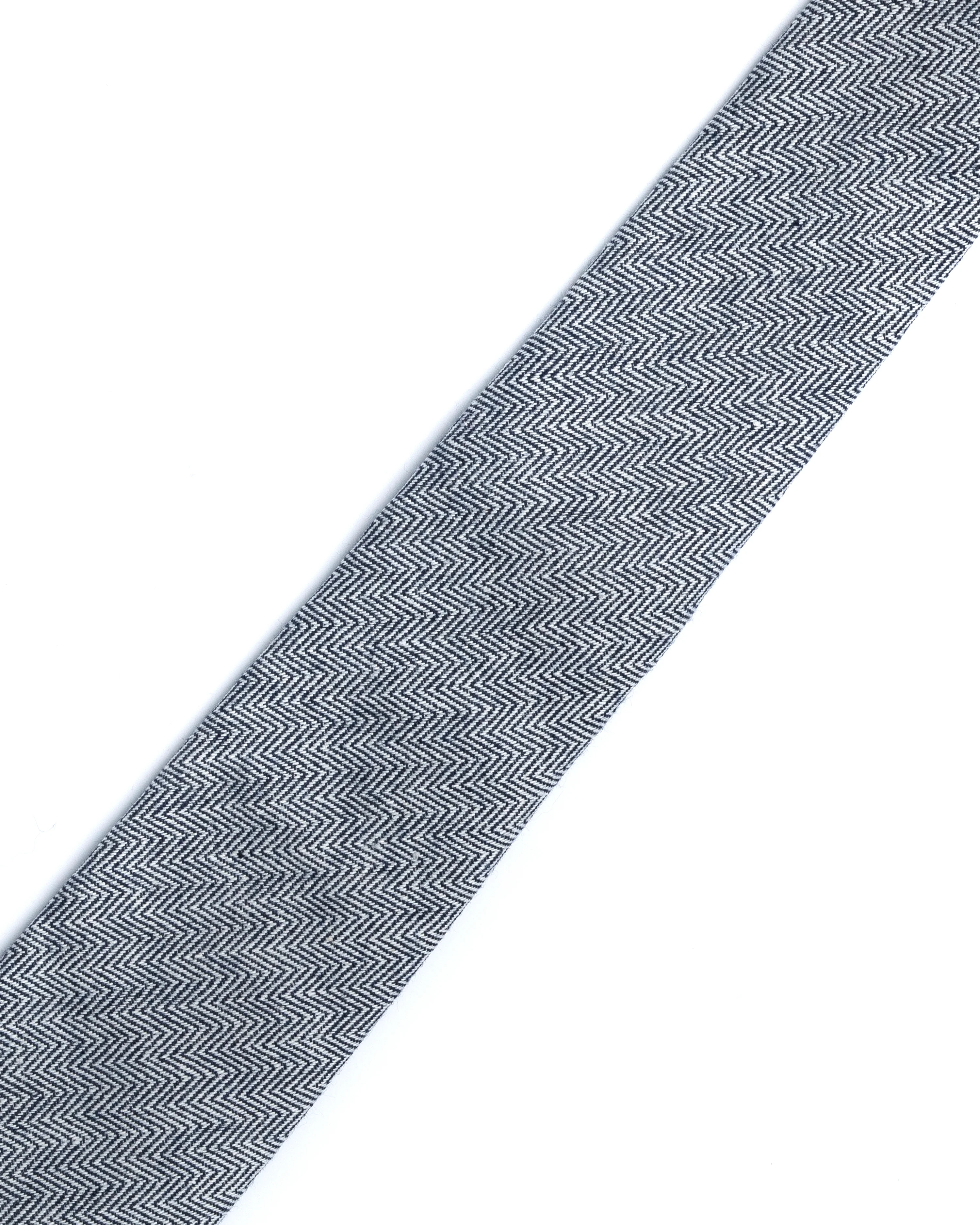 Blue Herringbone Cotton-Linen Tie - Image 2