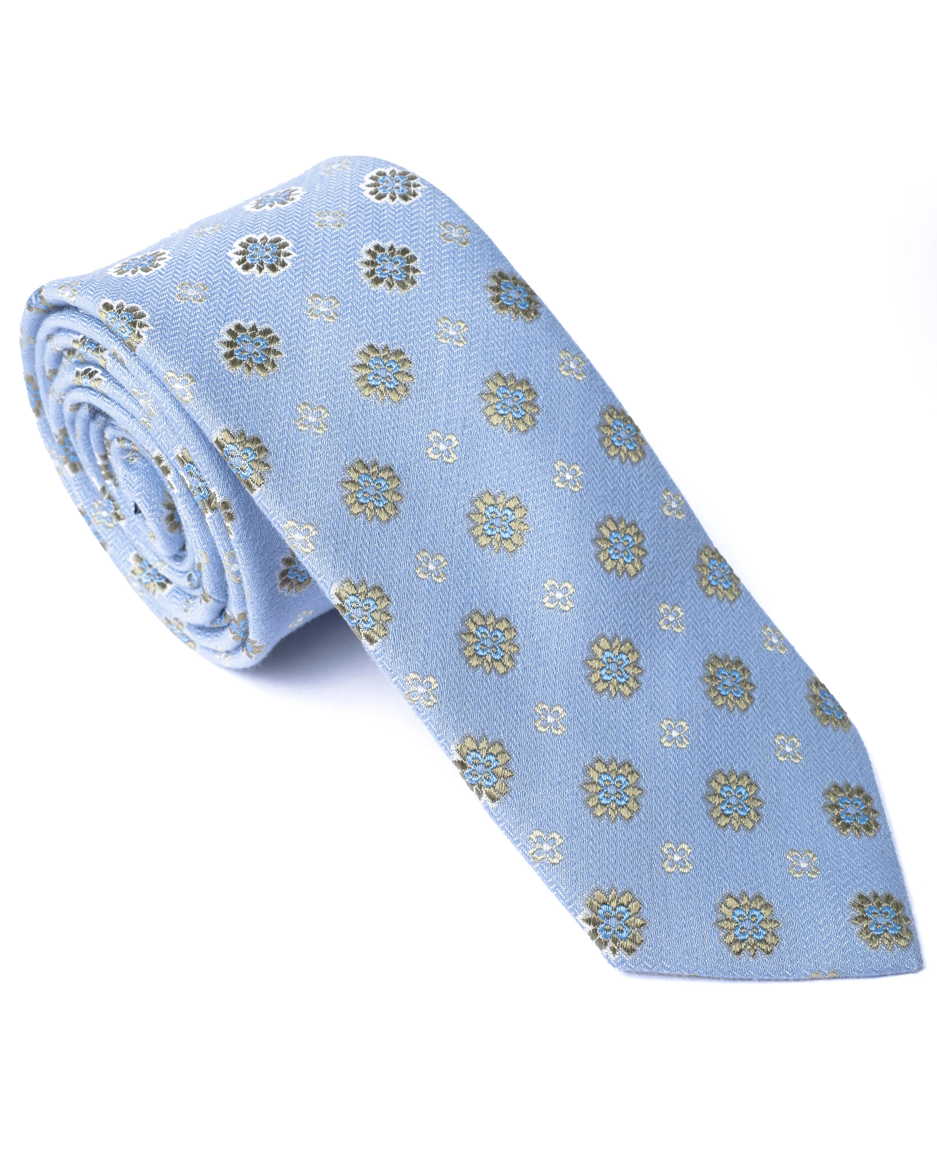 Blue Floral Silk Tie