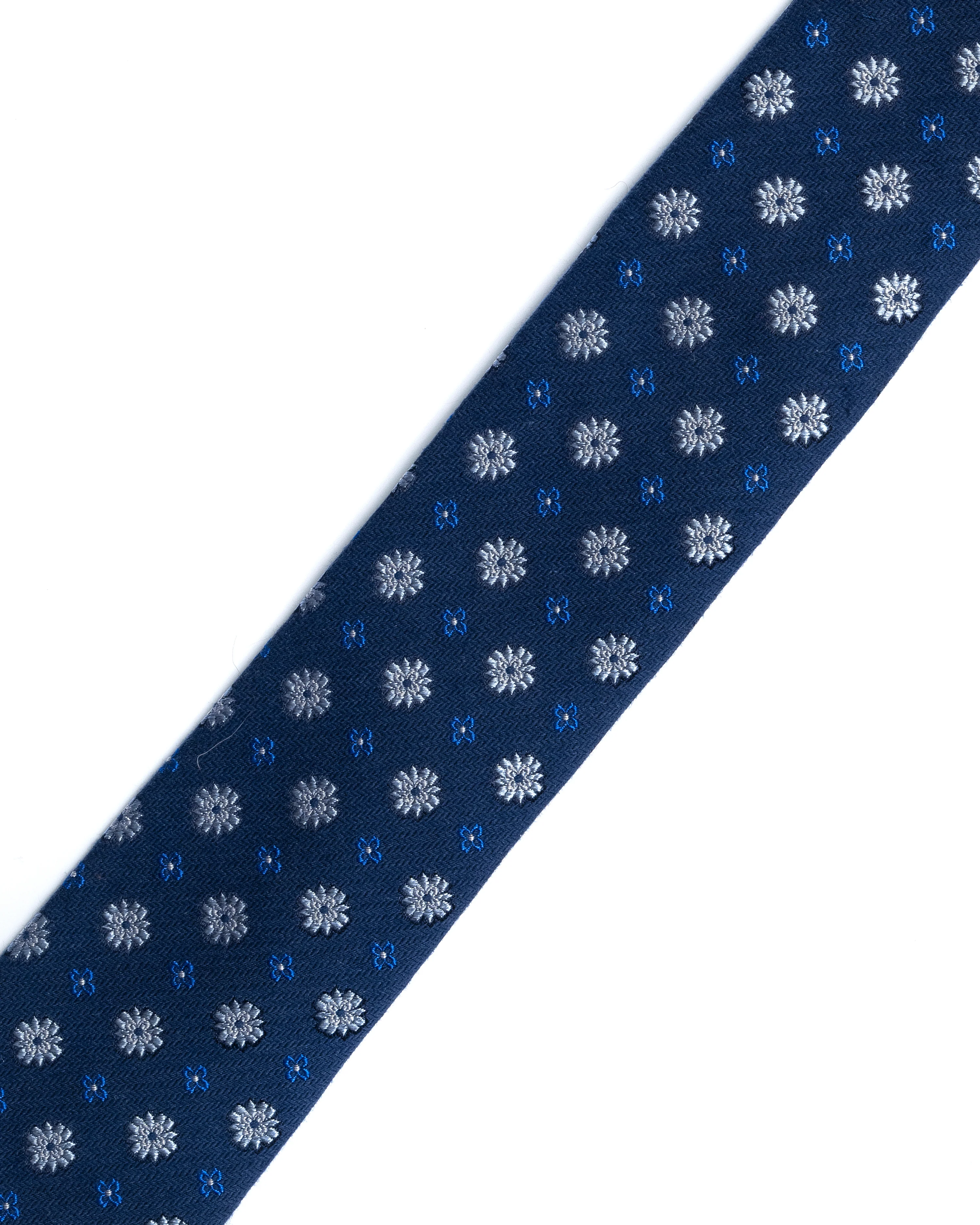 Dark Blue Floral Silk Tie - Image 2