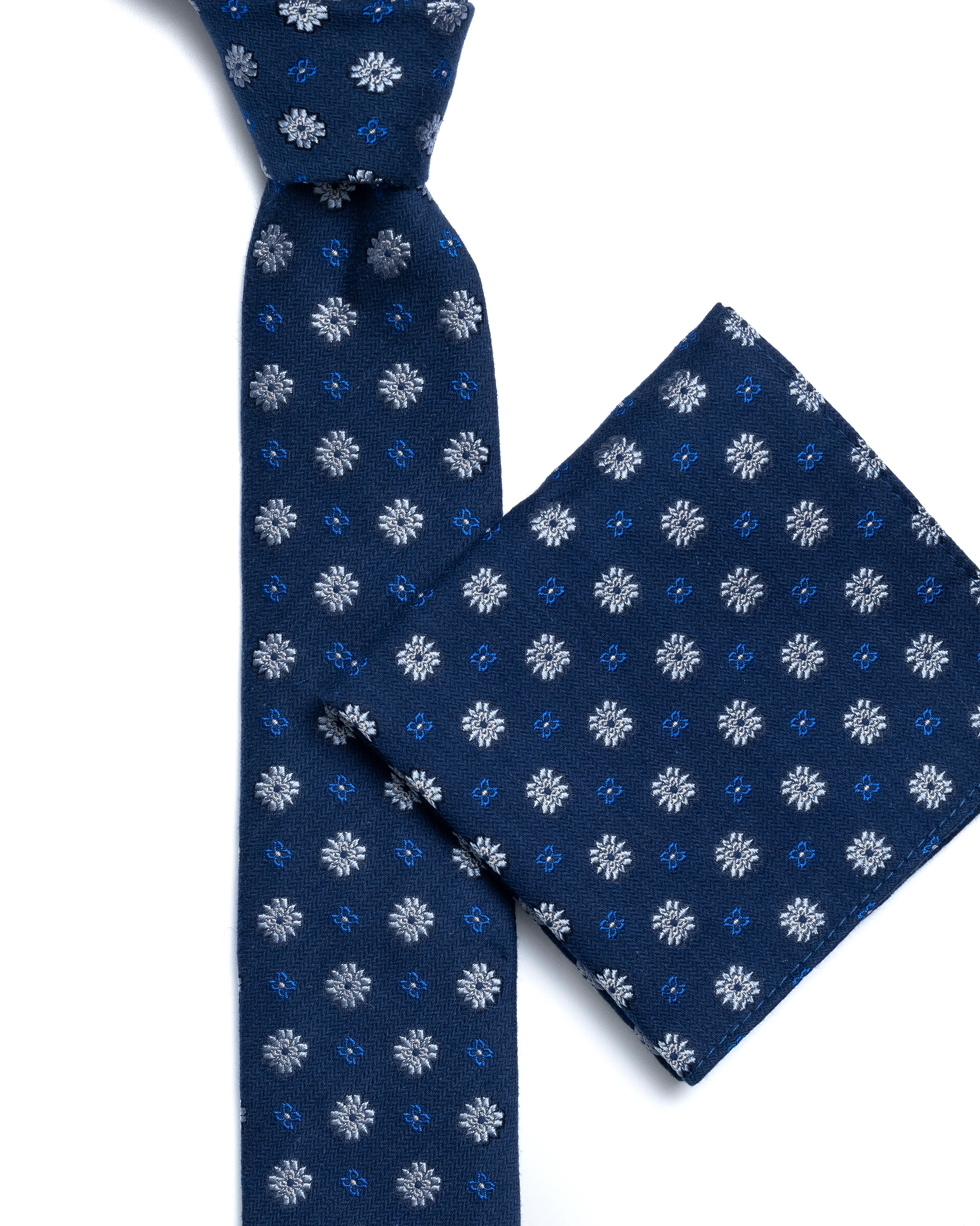 Dark Blue Floral Silk Tie - Image 3