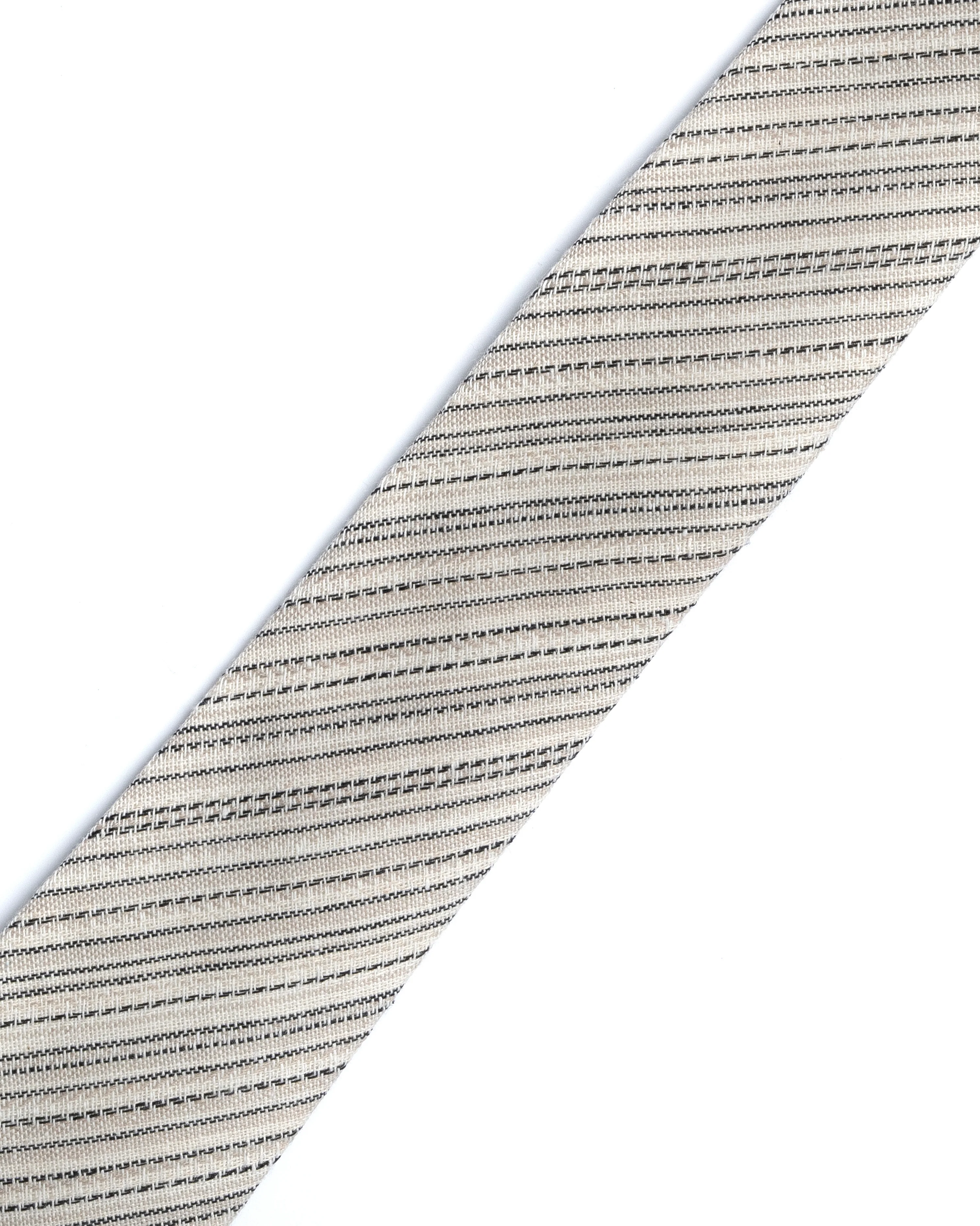Grey Stripe Cotton-Linen Tie - Image 2