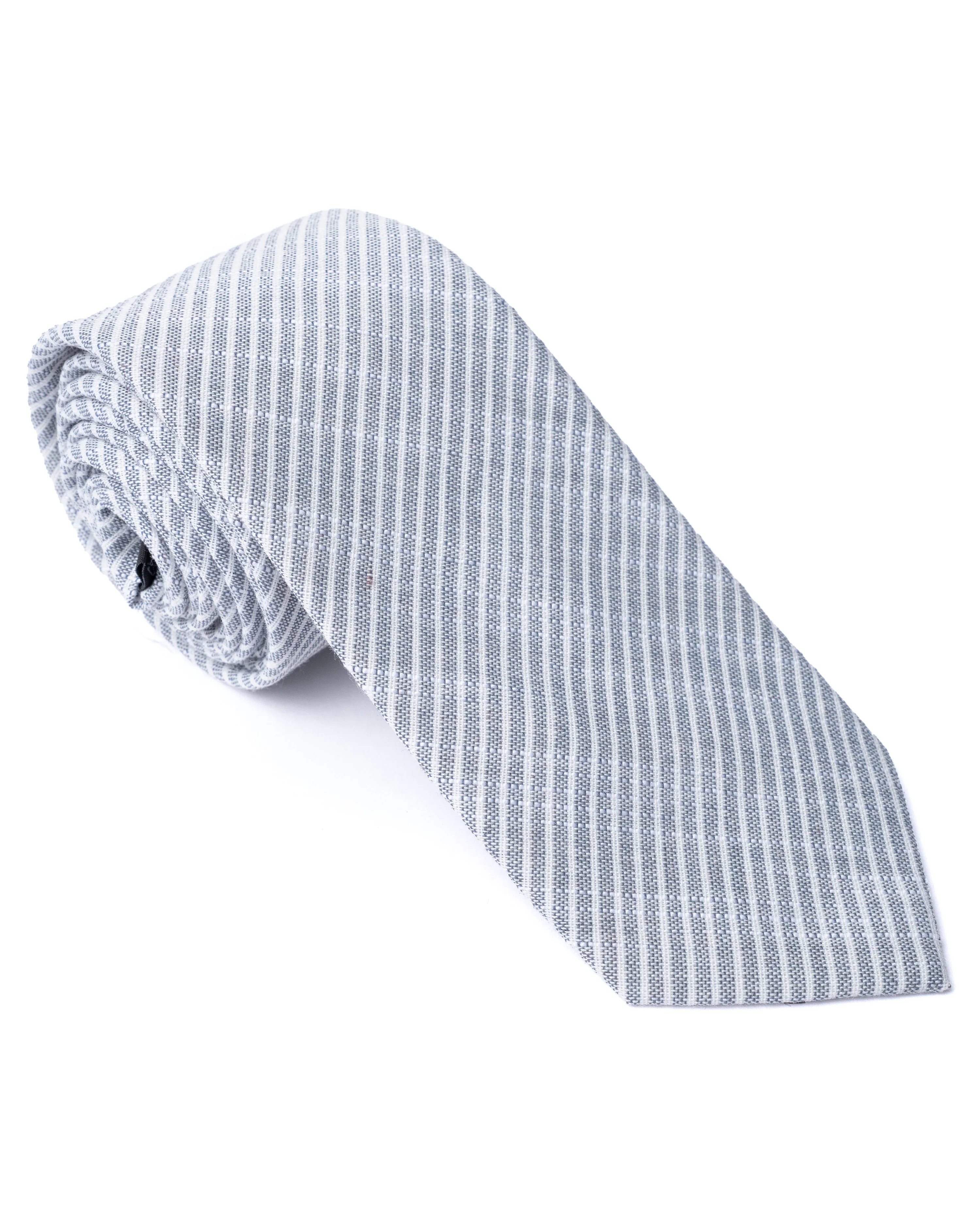 Blue Stripe Cotton-Linen Tie