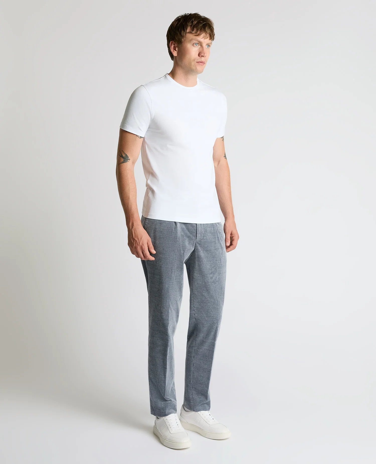 Slim Leg Stripe Cotton-Stretch Trousers - Image 2