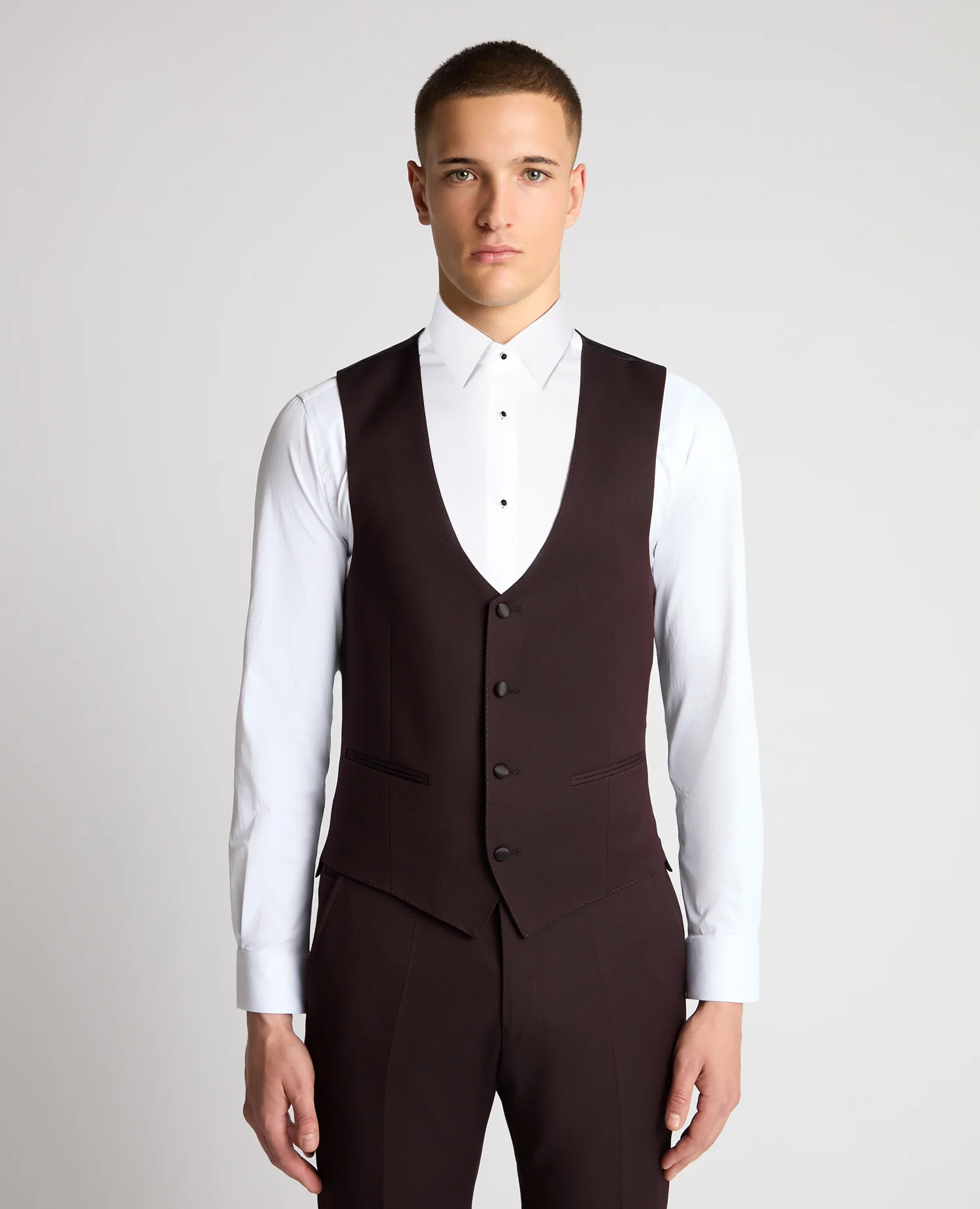 Slim fit polyviscose stretch waistcoat
