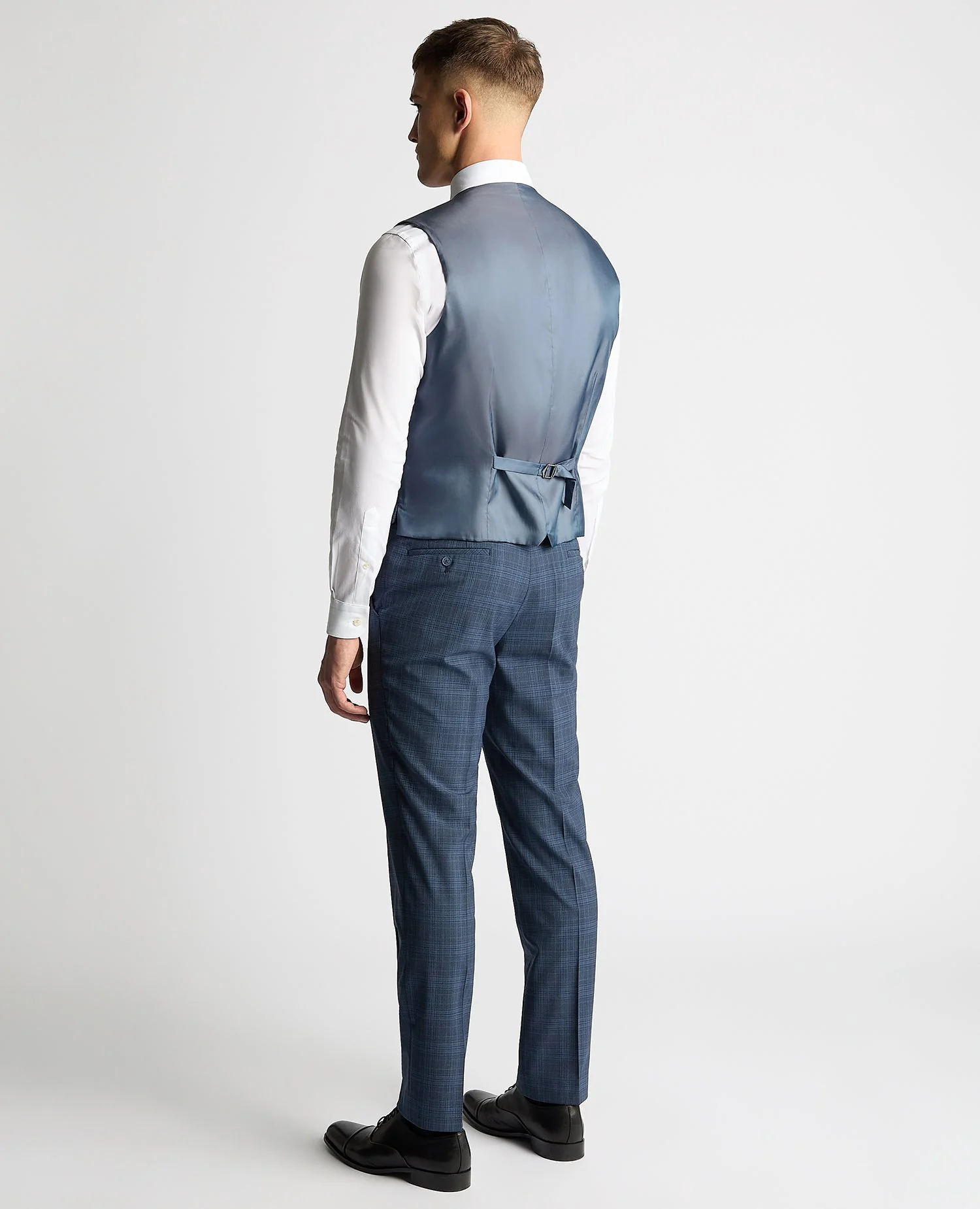 Tapered Fit Checked Wool Bend Waistcoat - Image 3