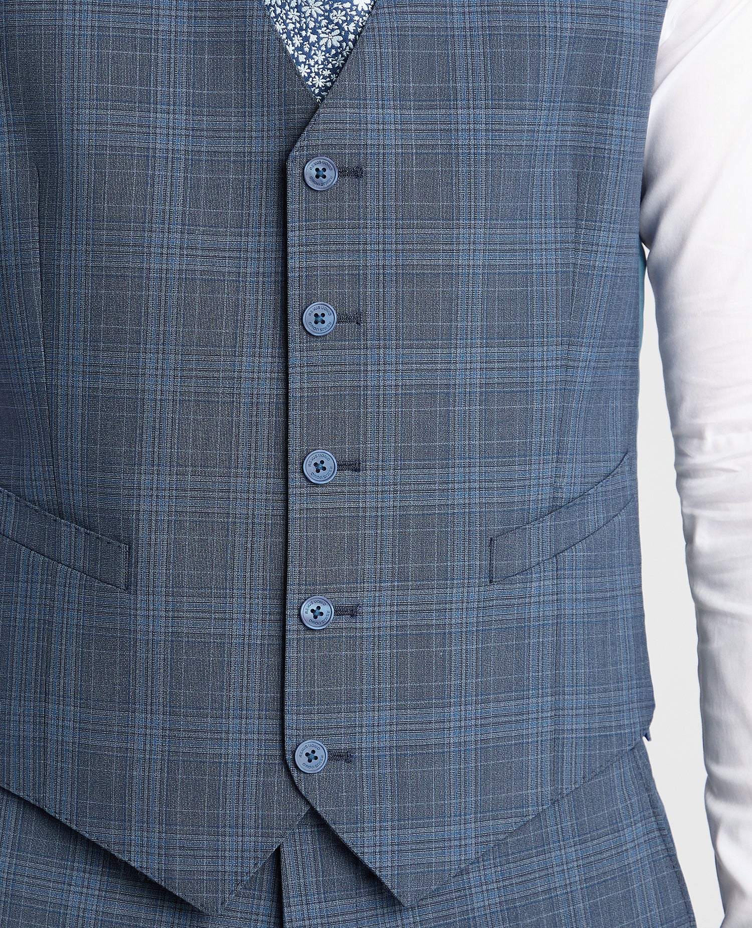 Tapered Fit Checked Wool Bend Waistcoat - Image 4