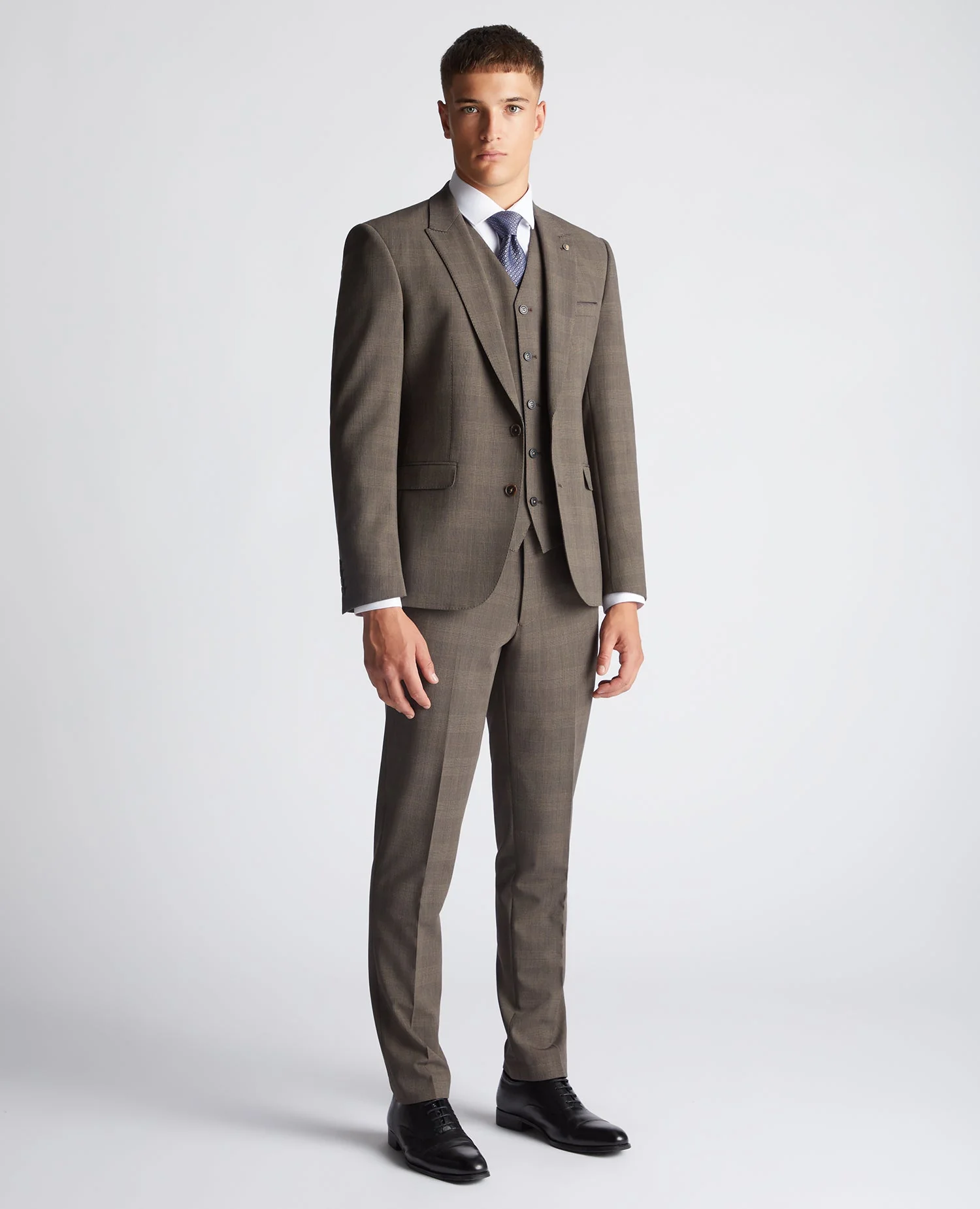 Slim Fit Checked Stretch 2 Piece Suit - Image 2