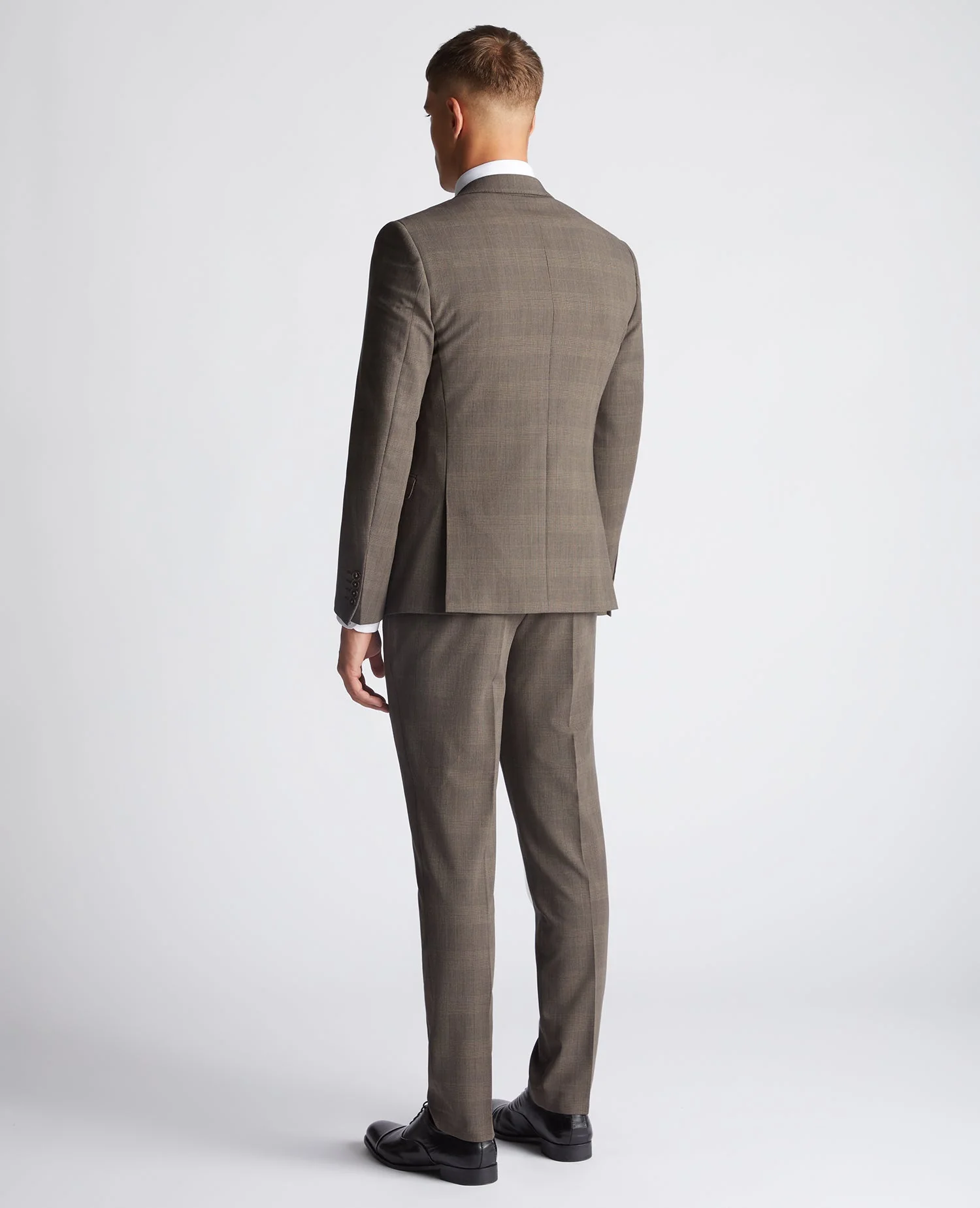 Slim Fit Checked Stretch 2 Piece Suit - Image 3