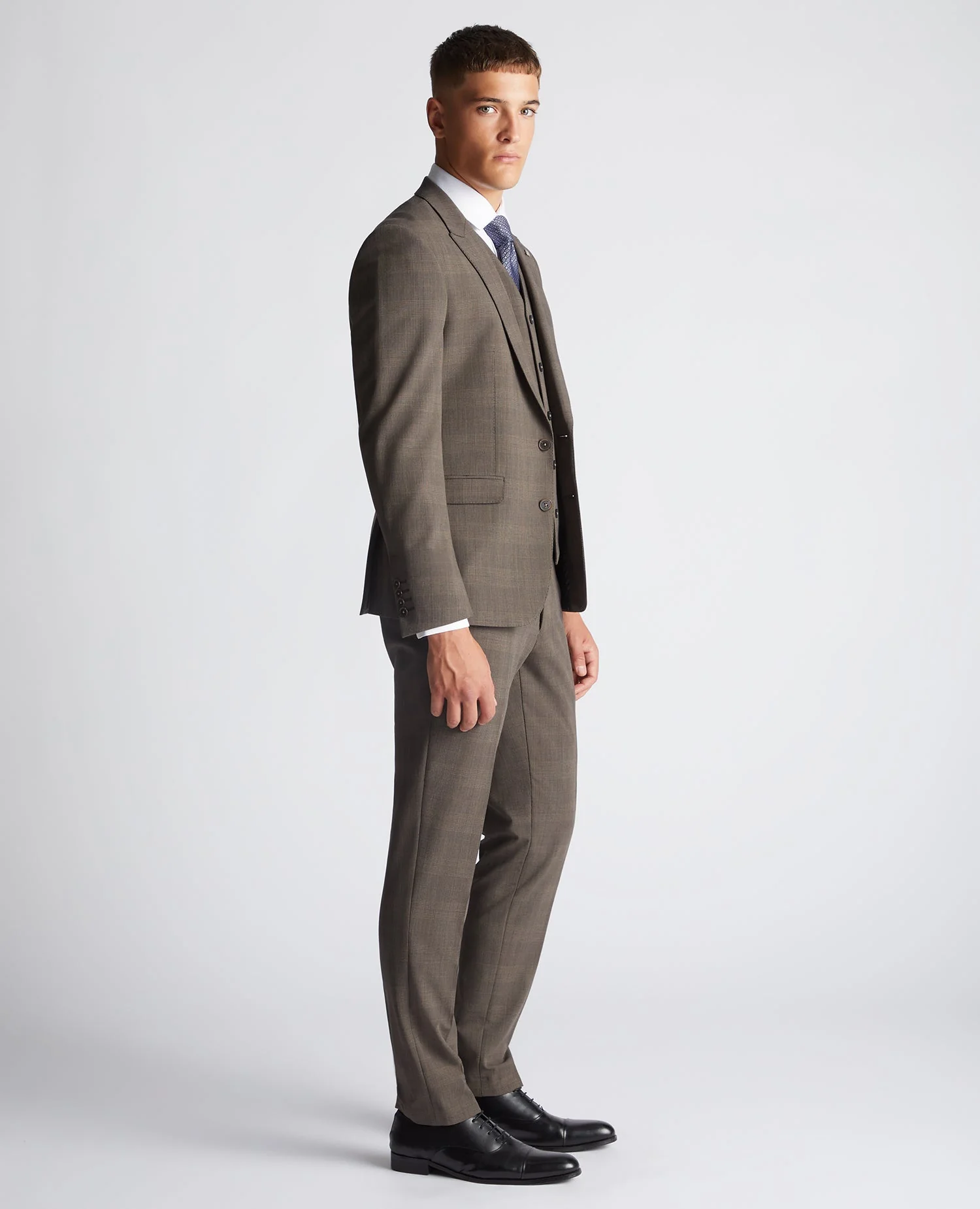Slim Fit Checked Stretch 2 Piece Suit - Image 4